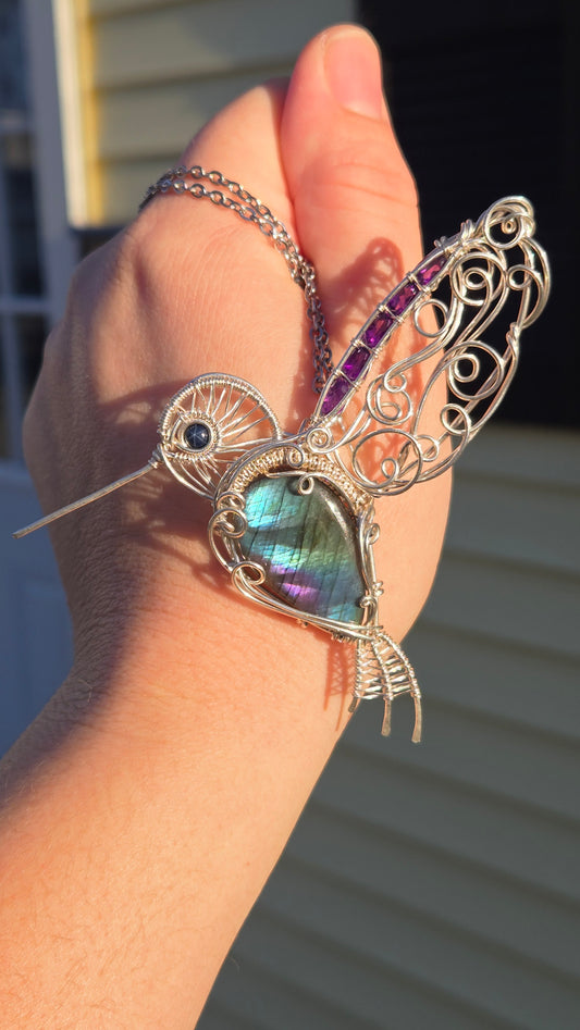 Hummingbird Wire Wrapped Pendant