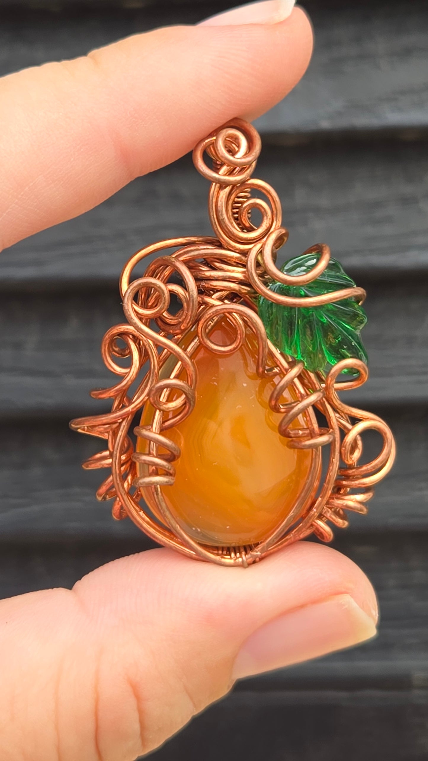 Pumpkin Wire Wrapped Pendant