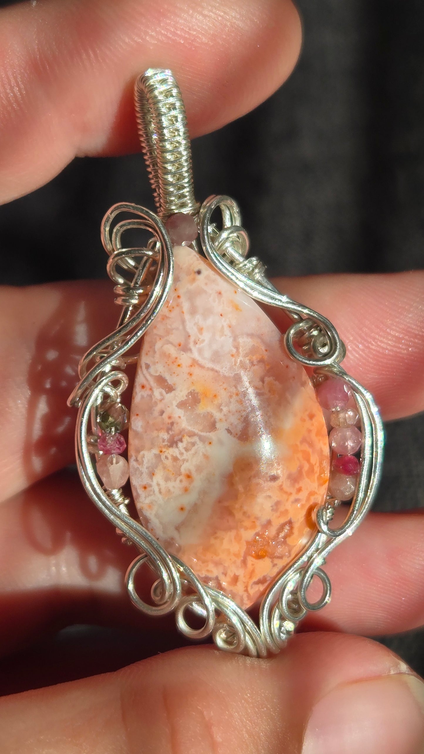 Pretty in Pink Wire Wrapped Pendant