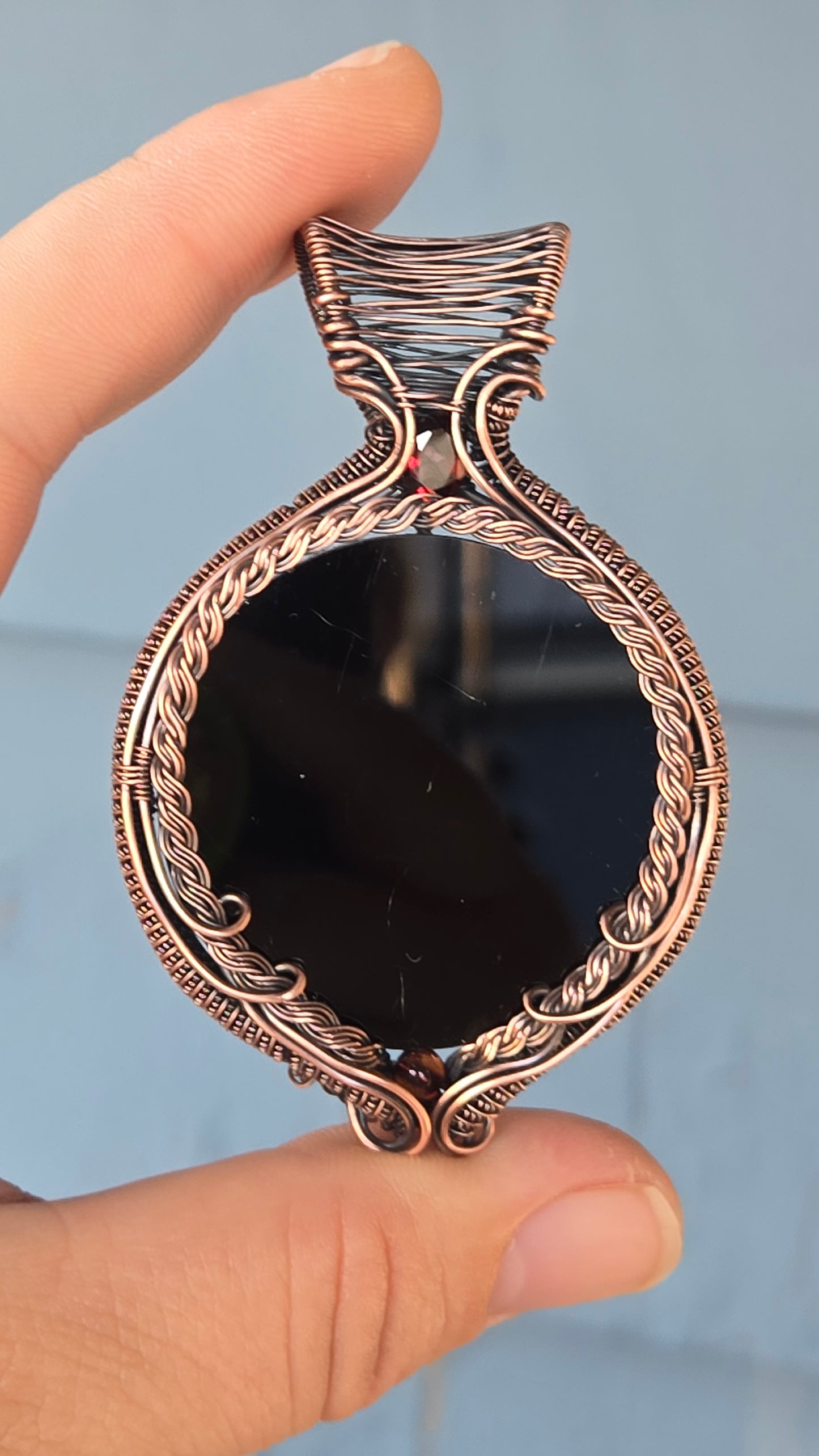 Scrying Mirror Wire-wrapped Pendant