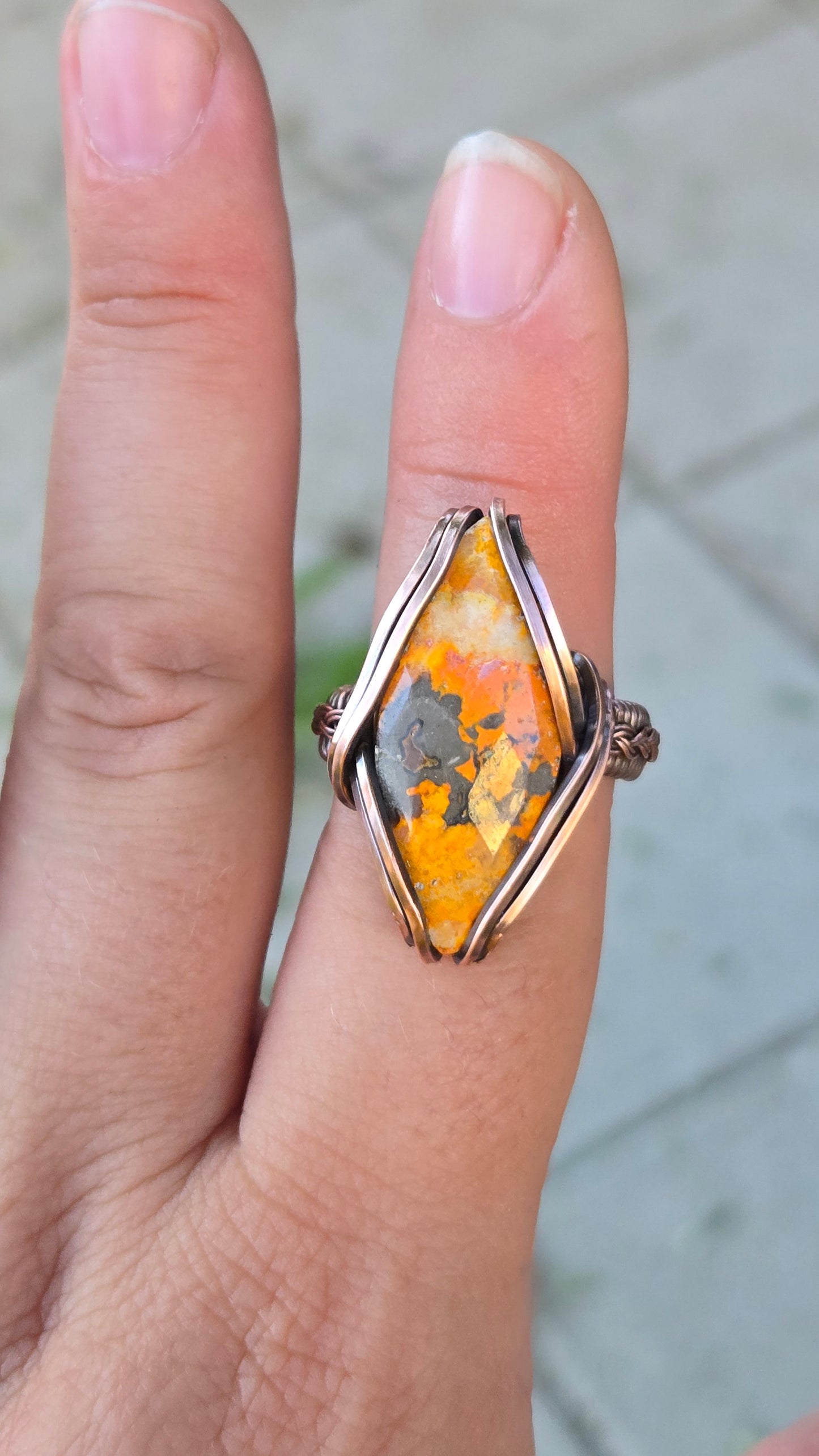 Bumblebee Jasper Wire Wrapped Ring