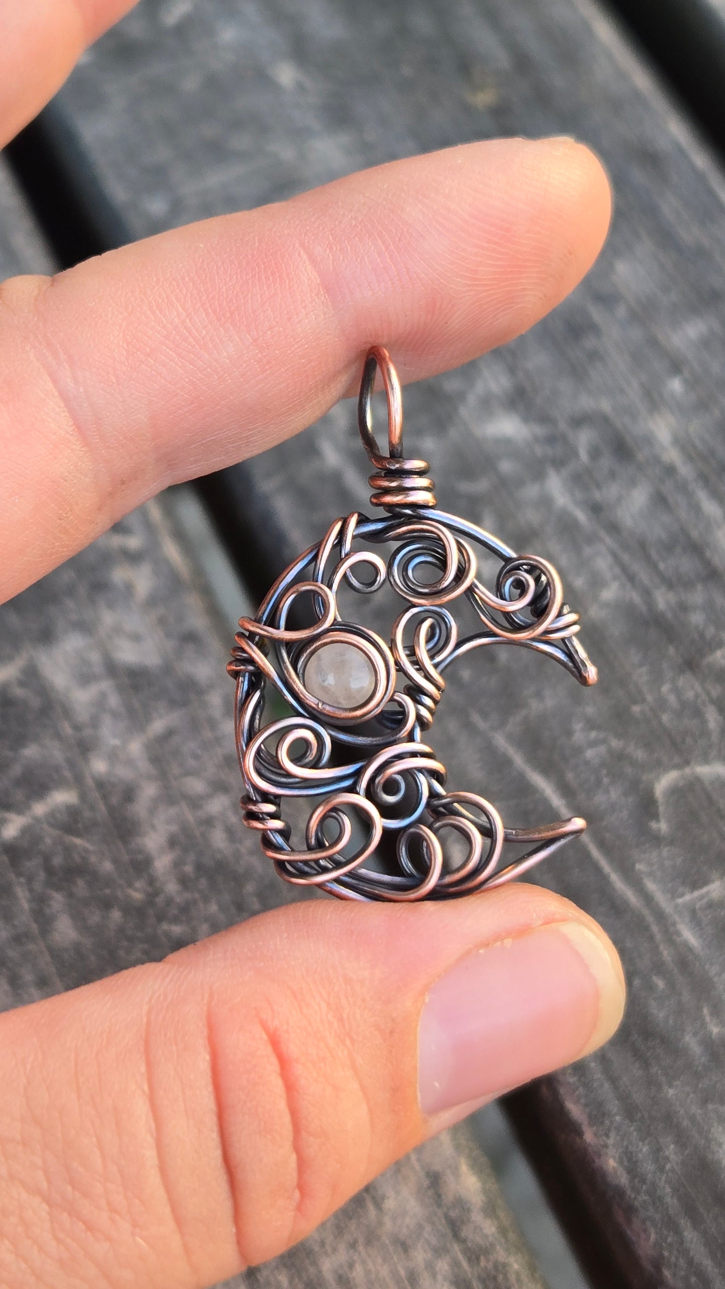 Crescent Moon Wire Wrapped Pendant
