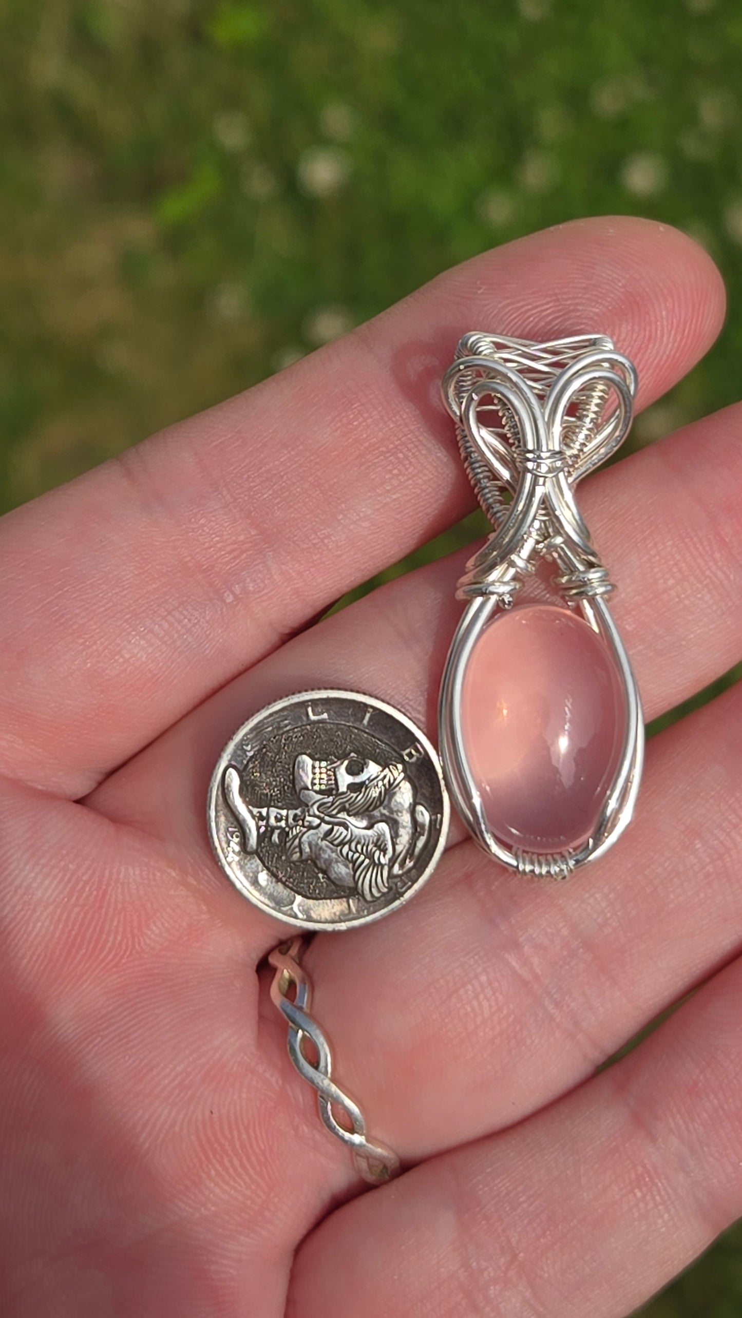 Star Rose Quartz Wire Wrapped Pendant