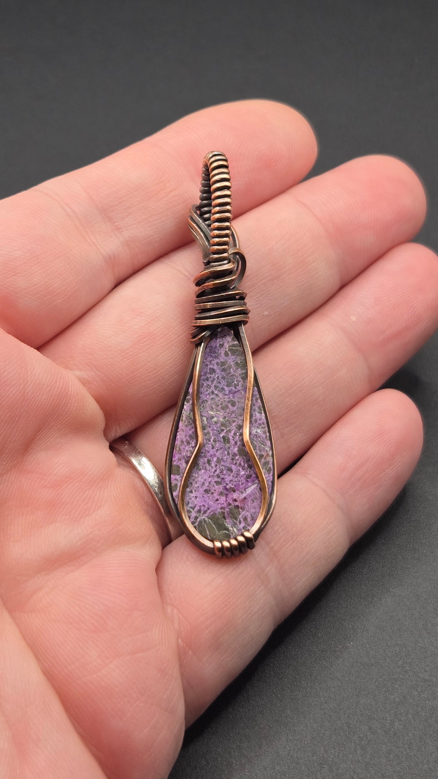 Atlantisite Stichtite Wire Wrapped Pendant