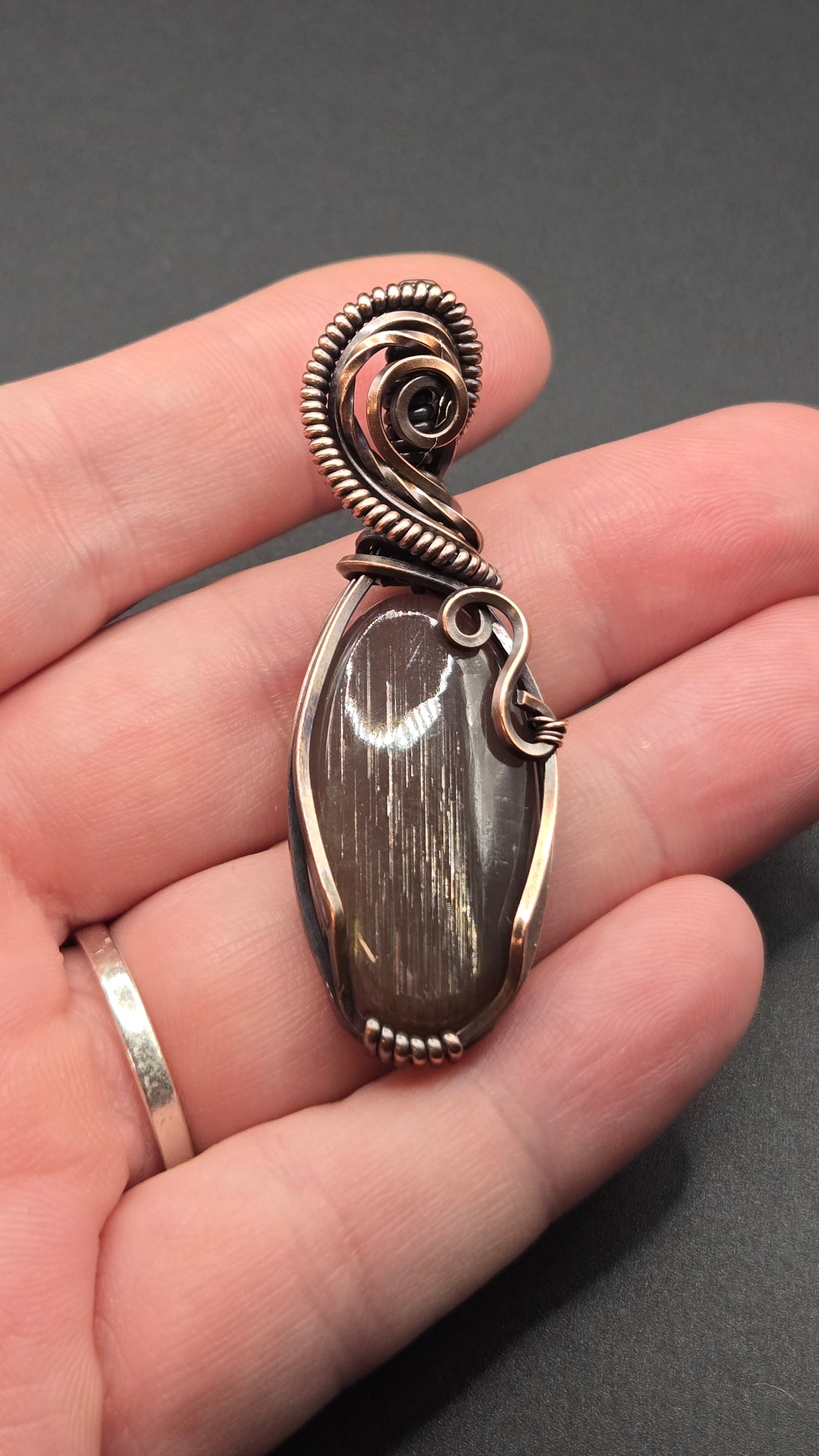 Lattice Sunstone Wire Wrapped Pendant