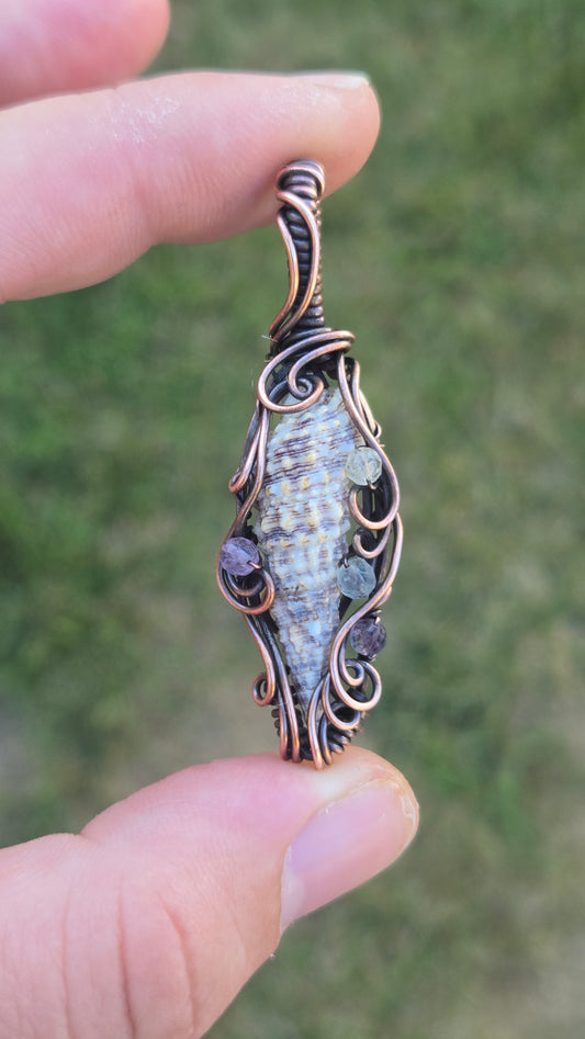 Shell Wire wrapped pendant