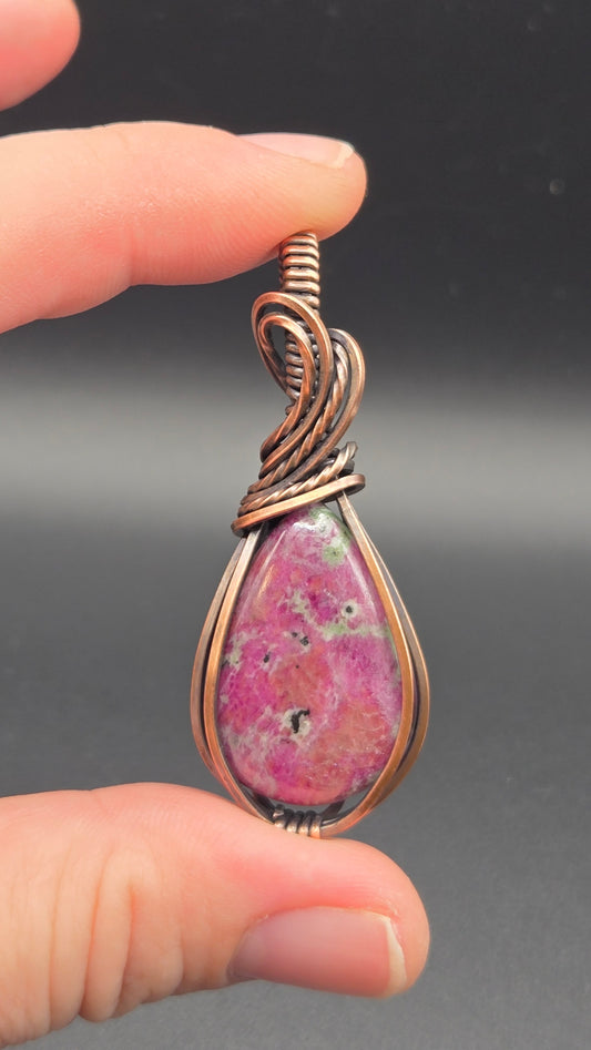 Ruby in Zoisite Wire Wrapped Pendant