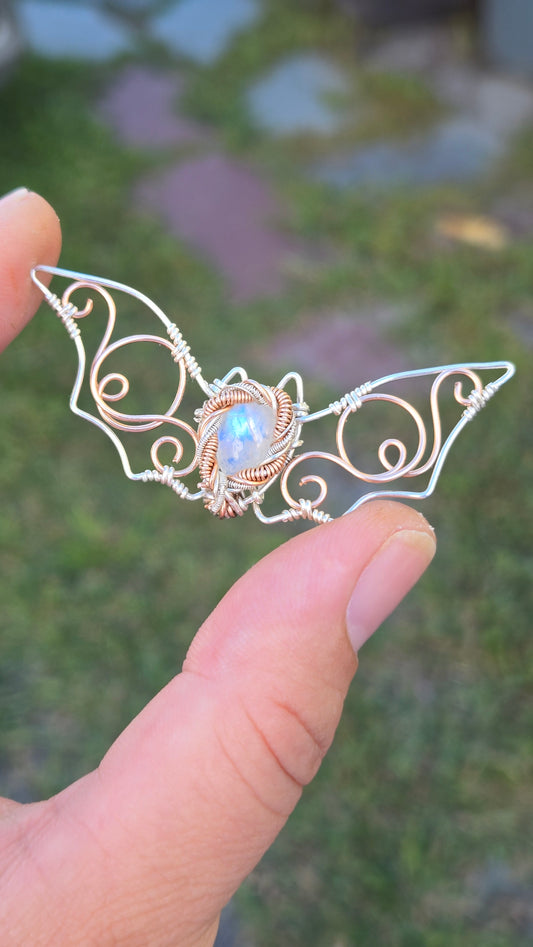 Mixed Metal Bat Wire Wrapped Pendant