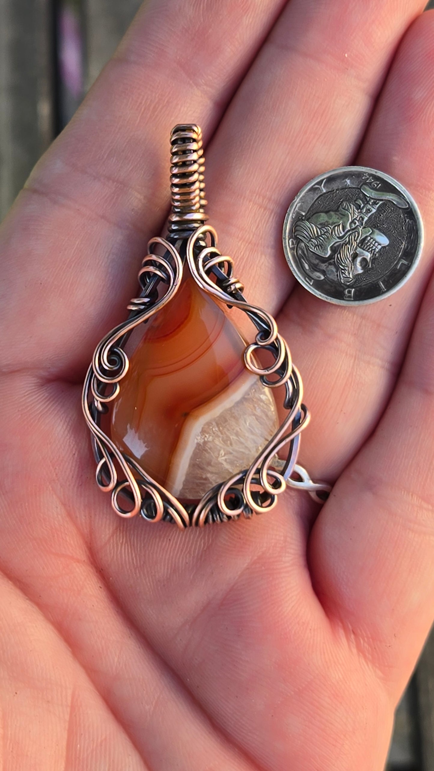 Carnelian Wire Wrapped Pendant
