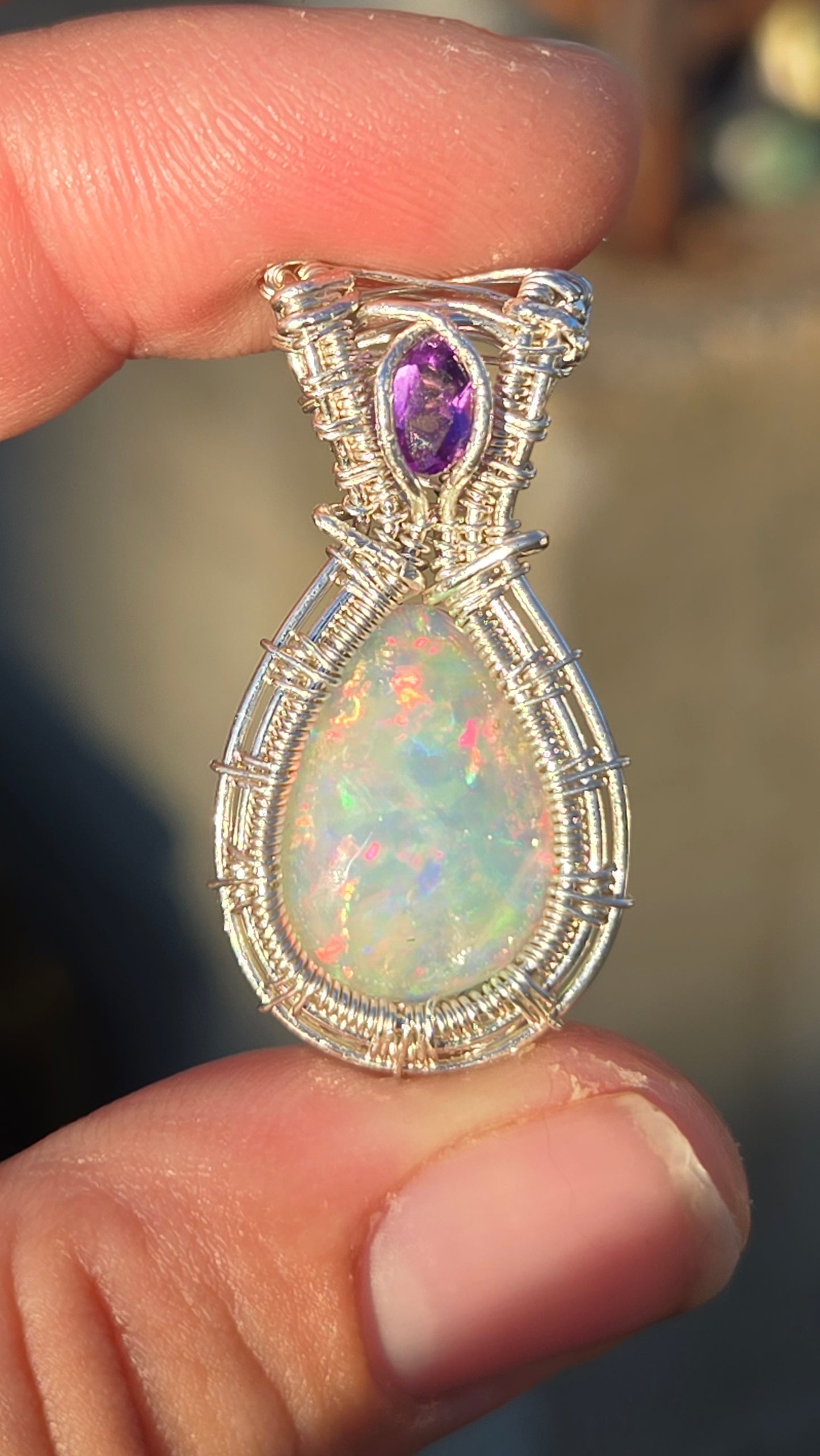 6.5ct Opal Wire Wrapped Pendant