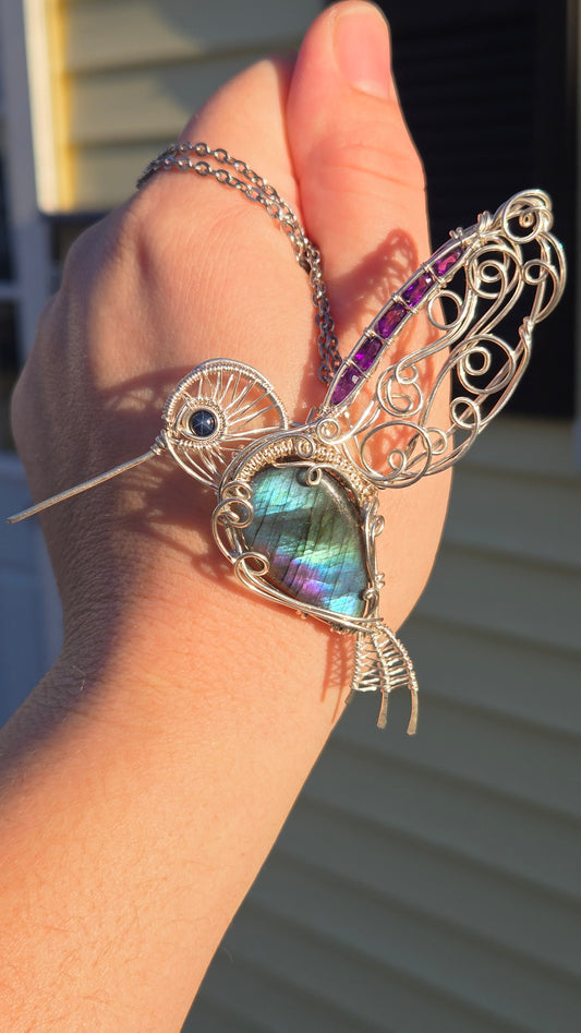 Hummingbird Wire Wrapped Pendant