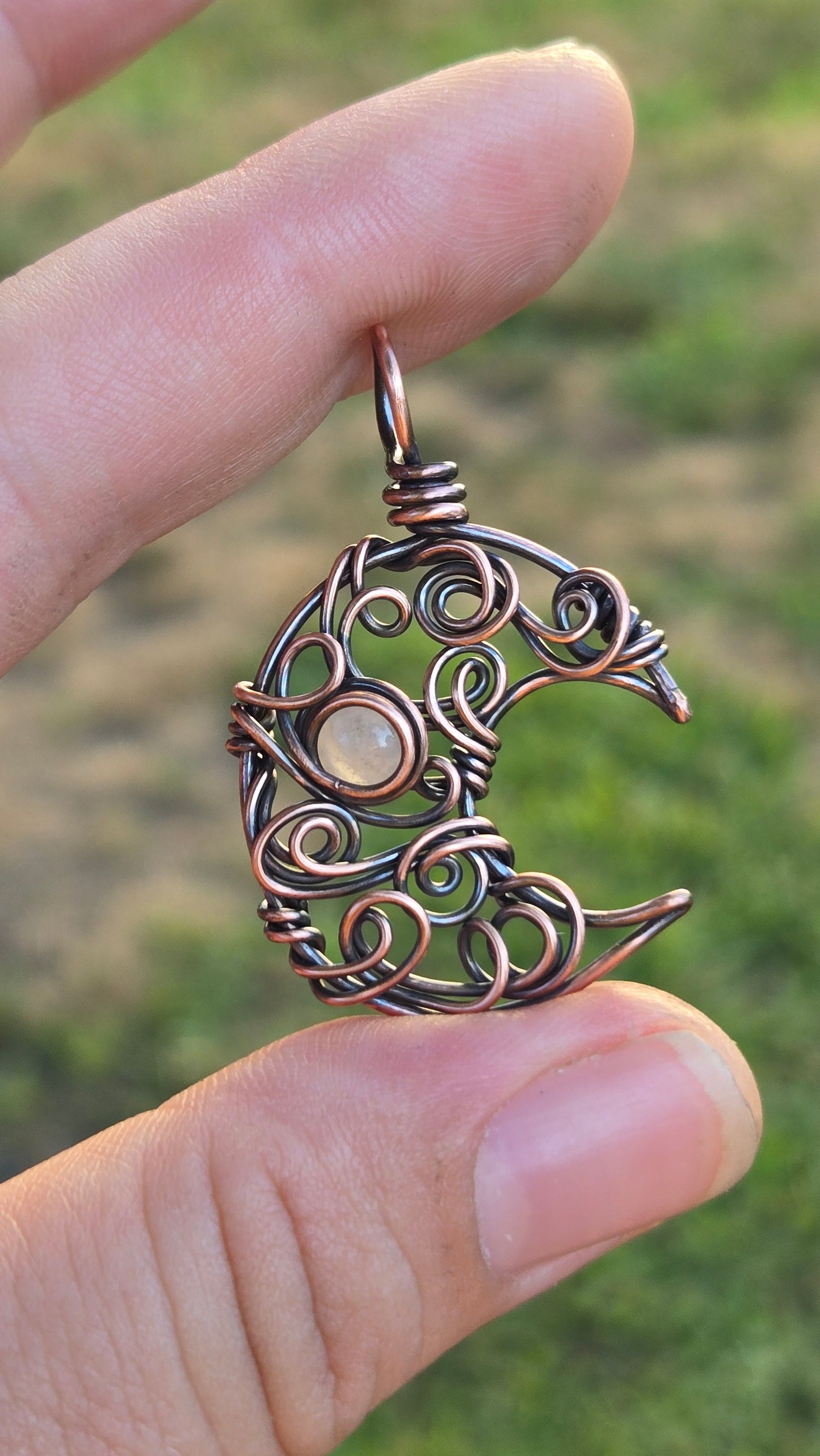 Crescent Moon Wire Wrapped Pendant