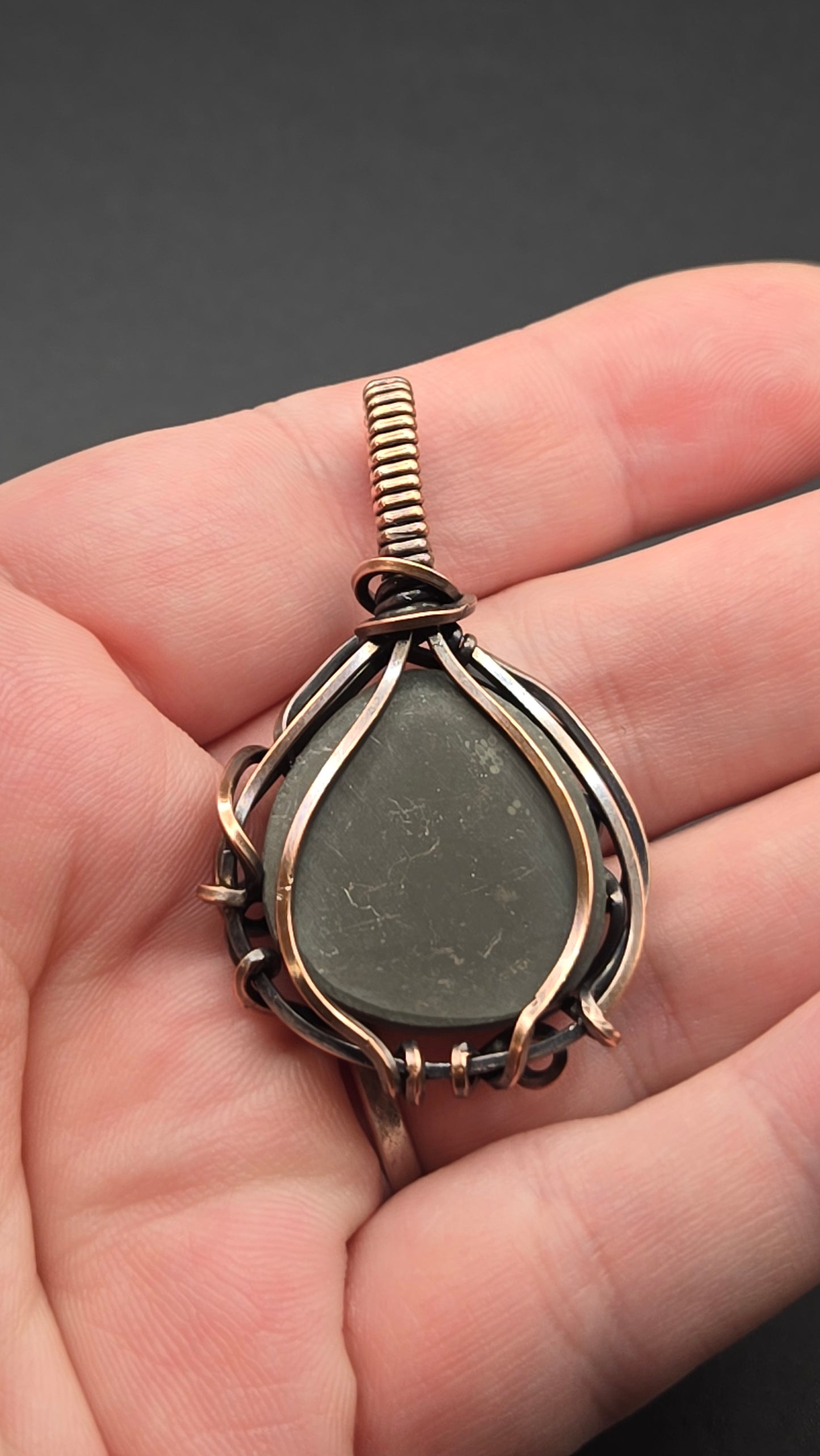 Pyritized Ammonite Wire Wrapped Pendant