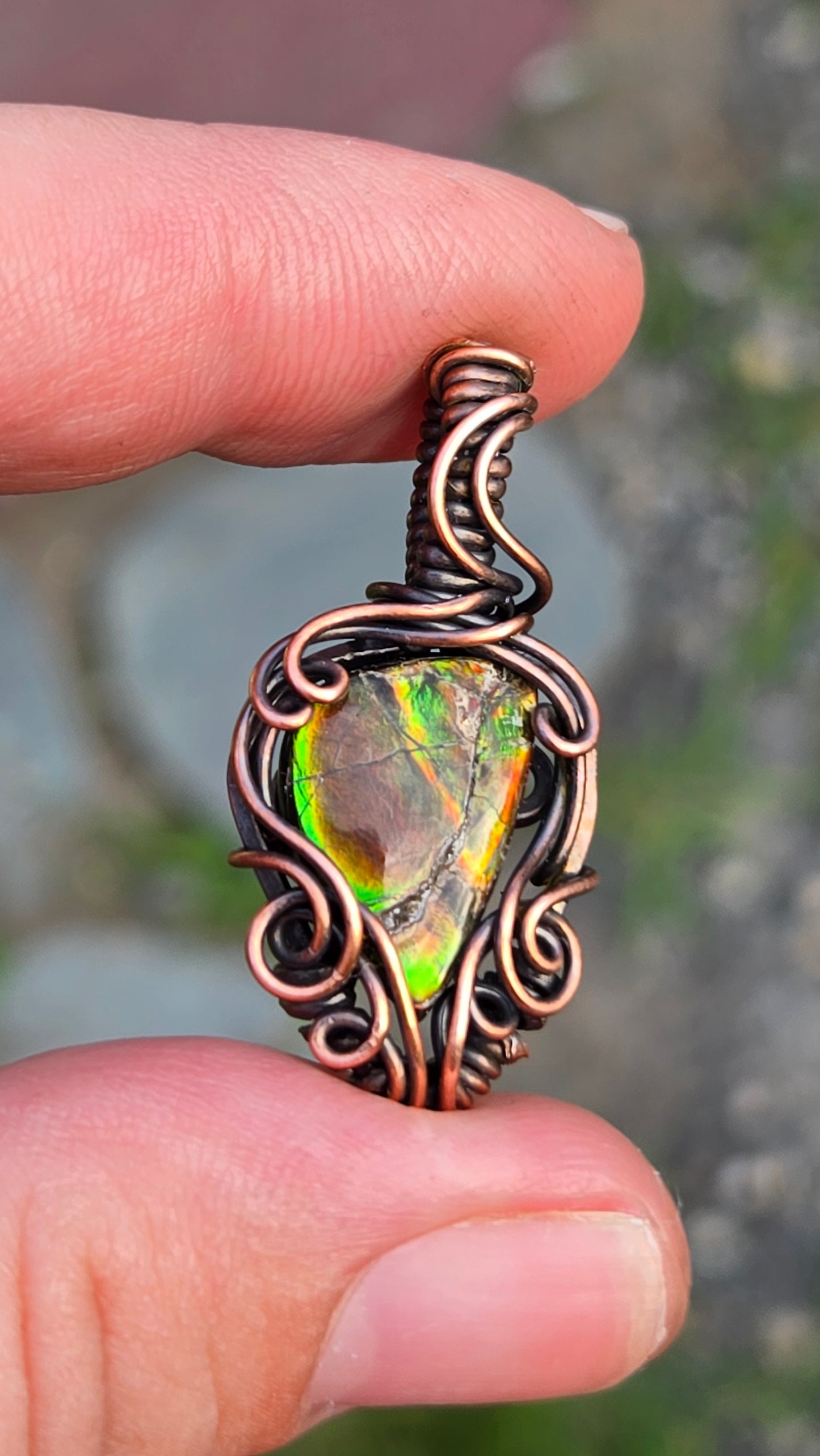 Ammolite Mini Wire Wrapped Pendant