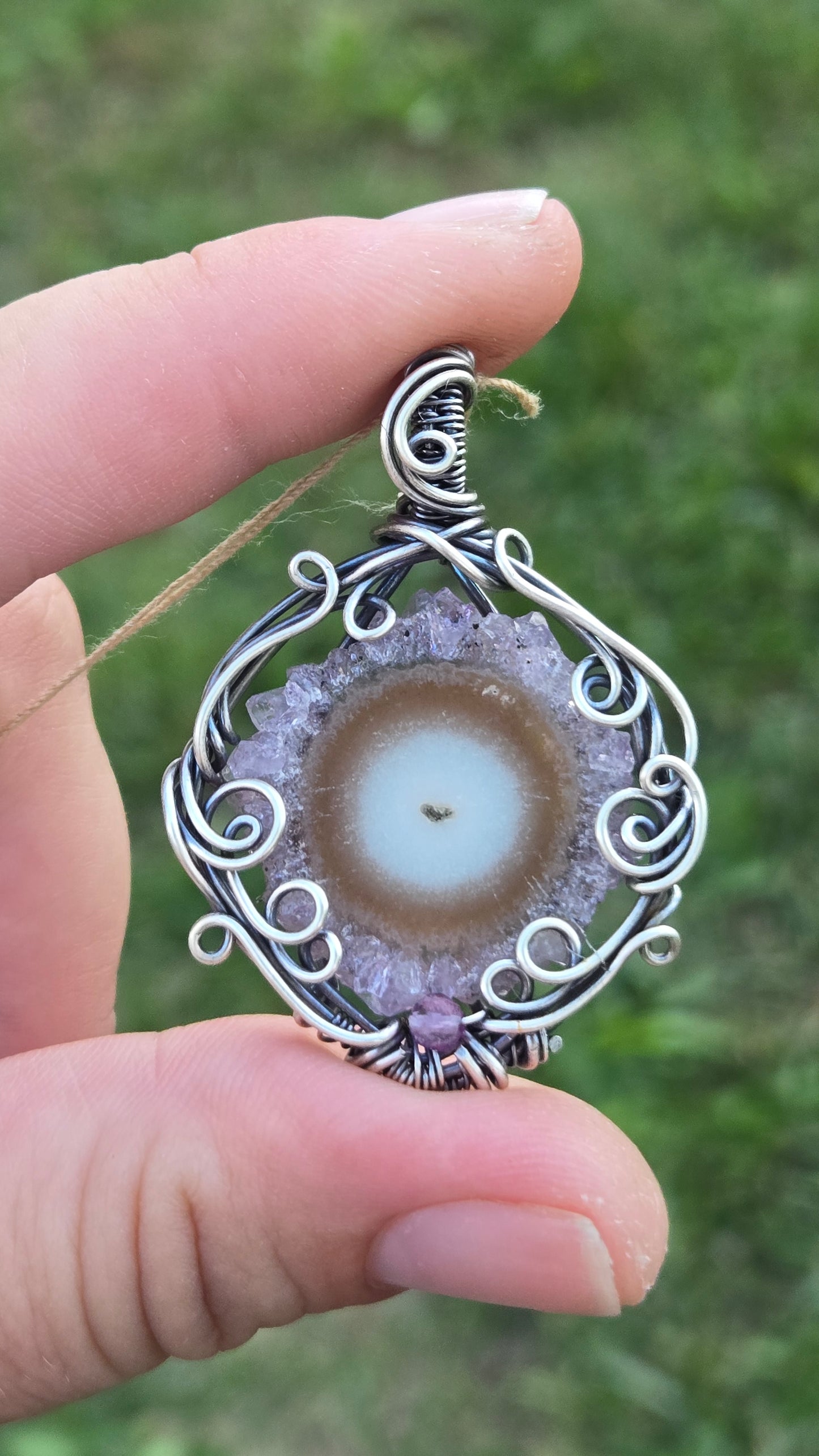 Amethyst Stalactite Wire Wrapped Pendant