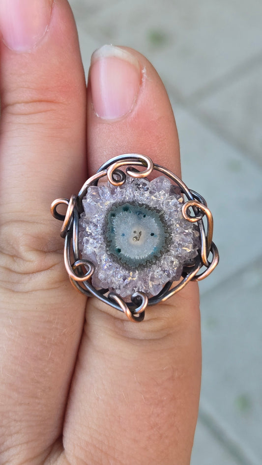 Amethyst Stalactite Wire Wrapped Ring