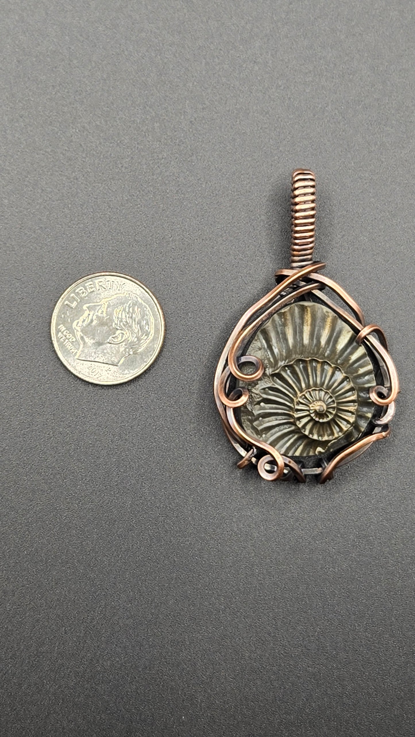 Pyritized Ammonite Wire Wrapped Pendant