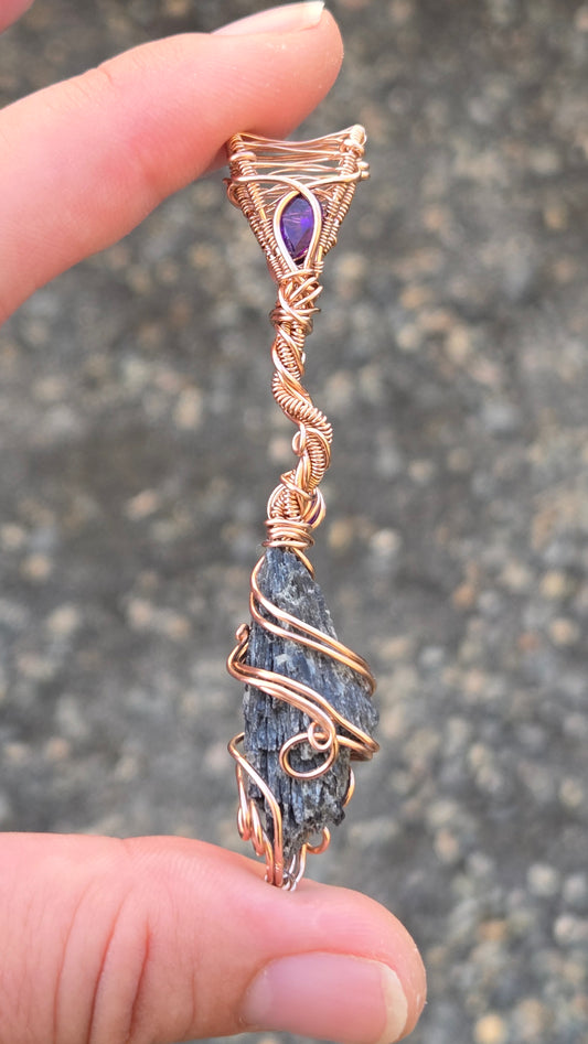 Rose Gold Witches Broom Wire Wrapped Pendant