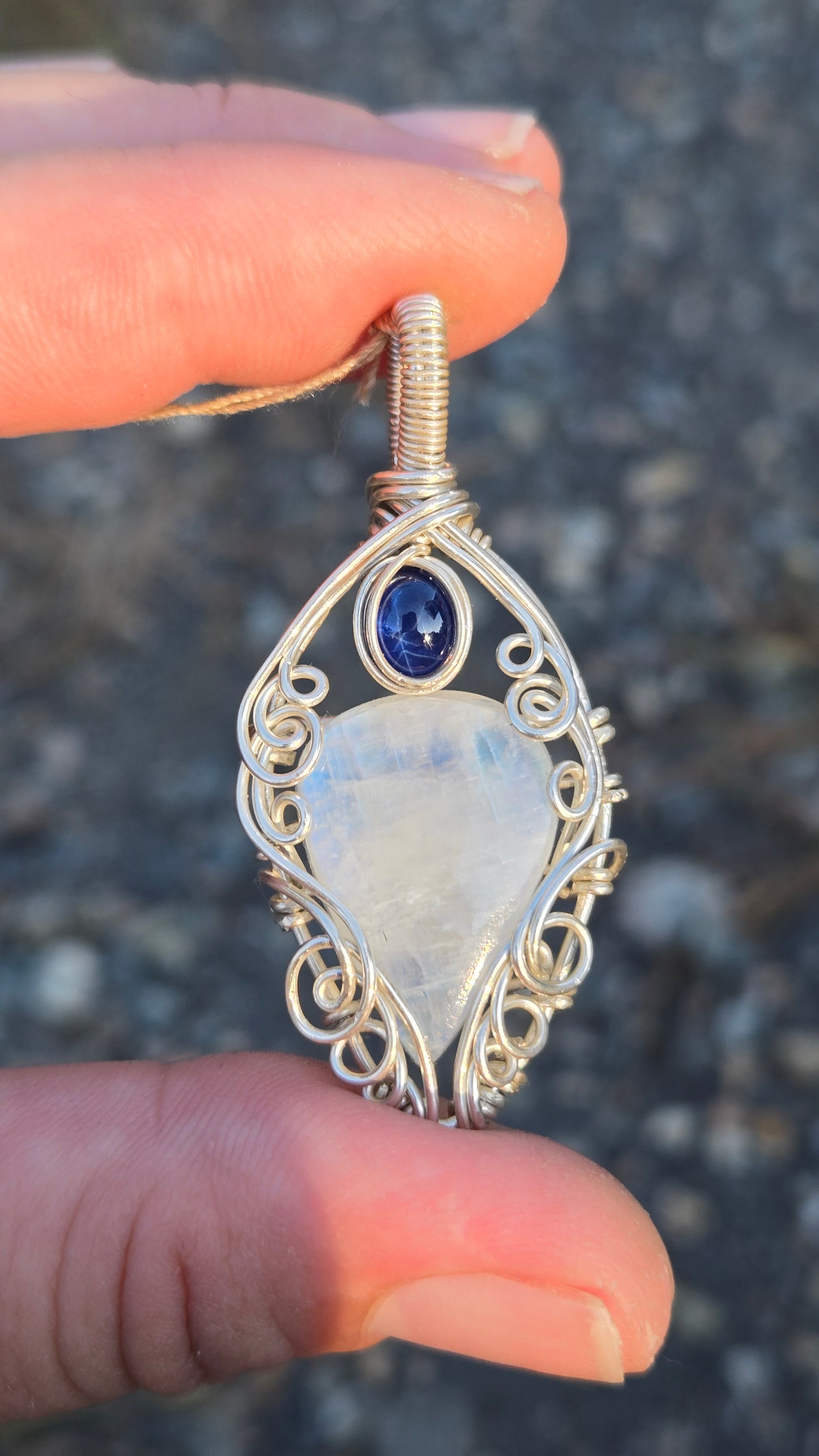 Moonstone and Double Star Sapphire Pendant