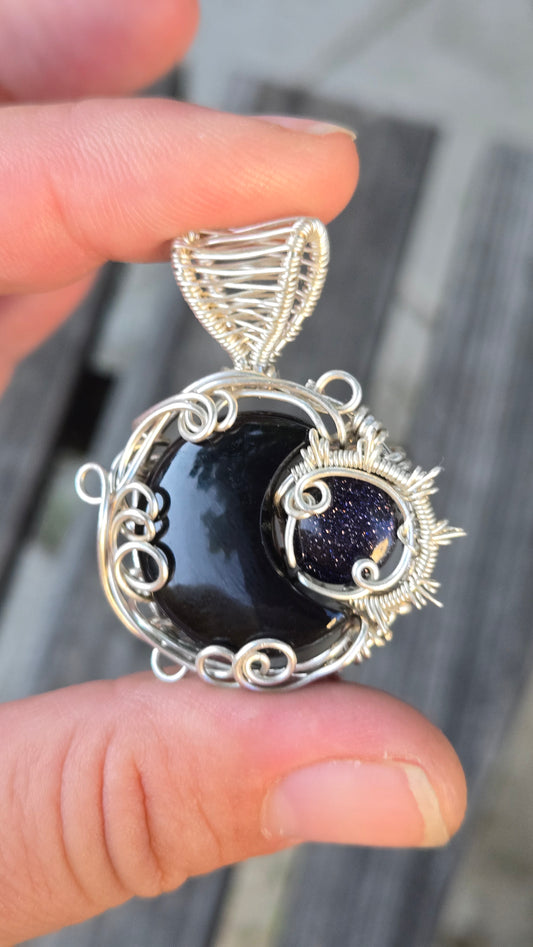 Sun and Moon Wire Wrapped Pendant