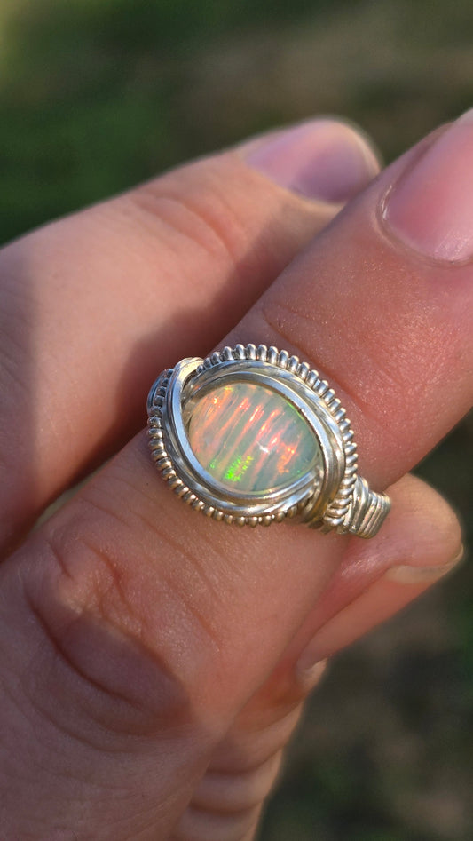 Opal Wire Wrapped Ring