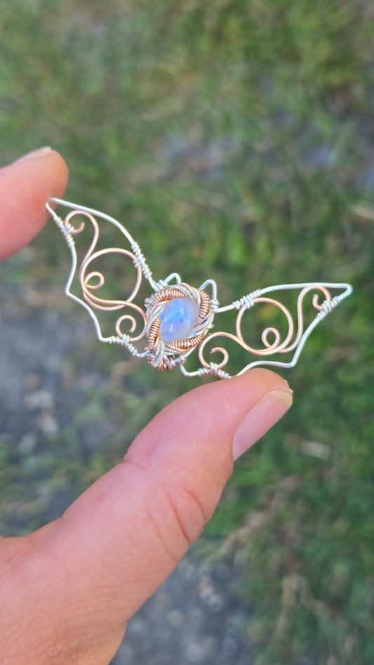 Mixed Metal Bat Wire Wrapped Pendant