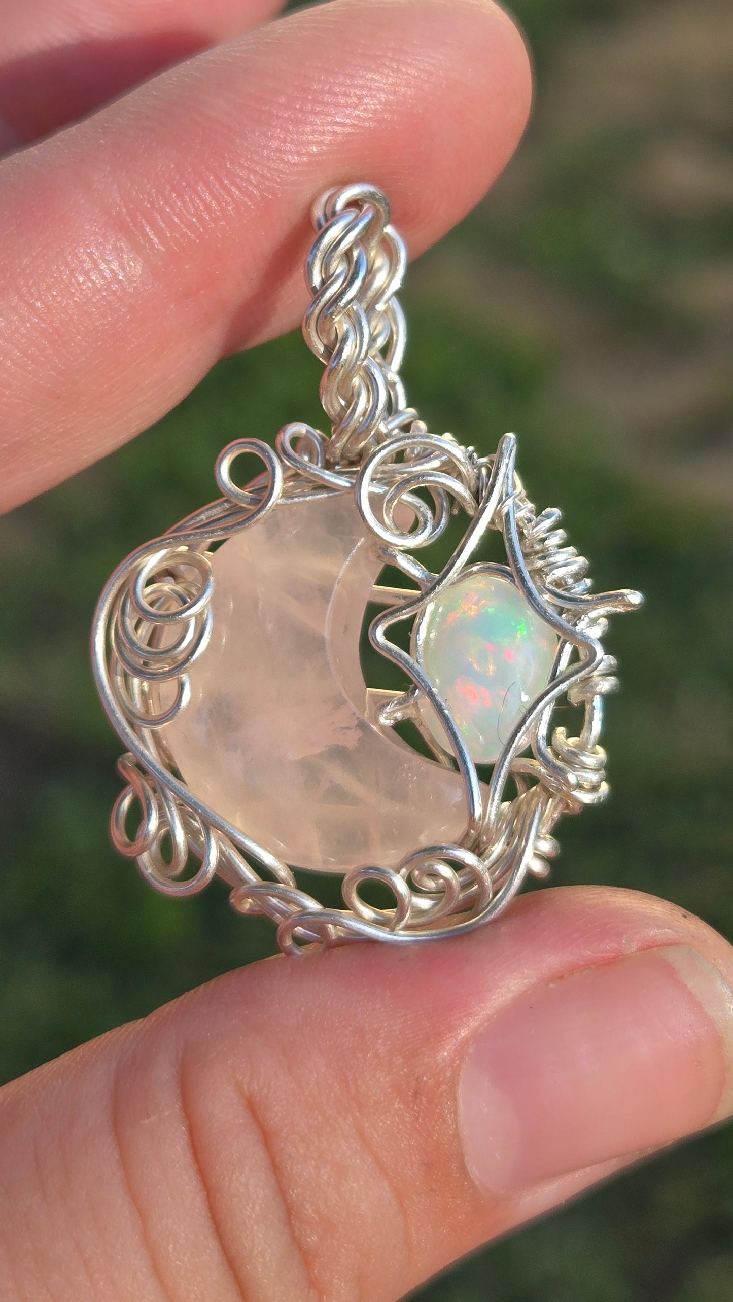 Moon Wire Wrapped Pendant