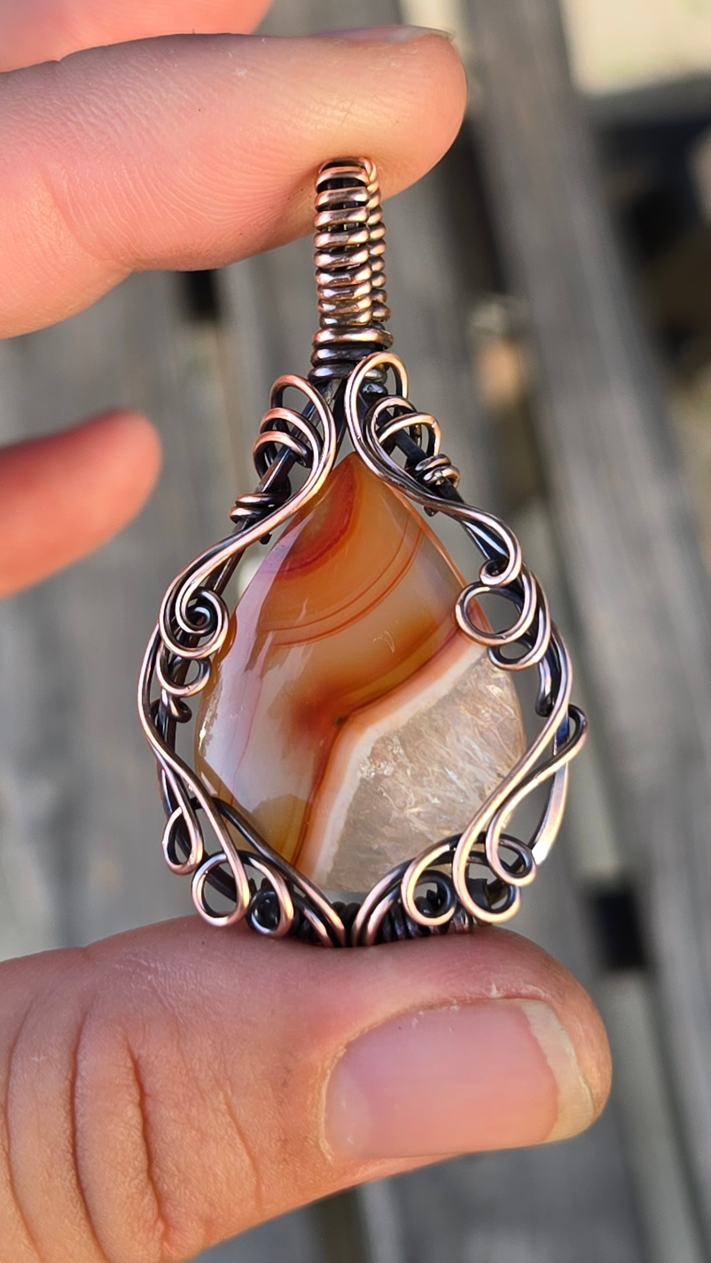 Carnelian Wire Wrapped Pendant