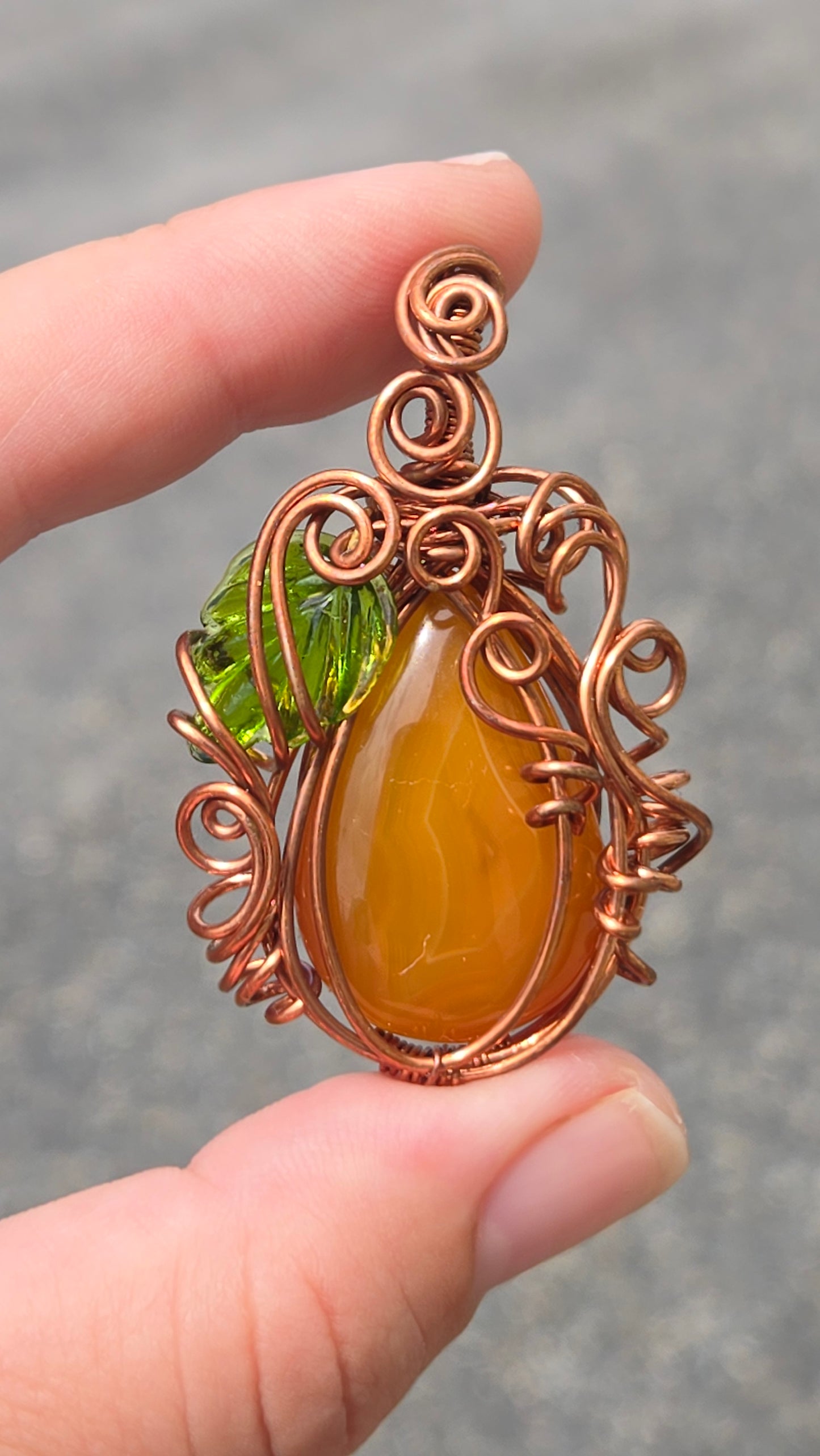 Pumpkin Wire Wrapped Pendant