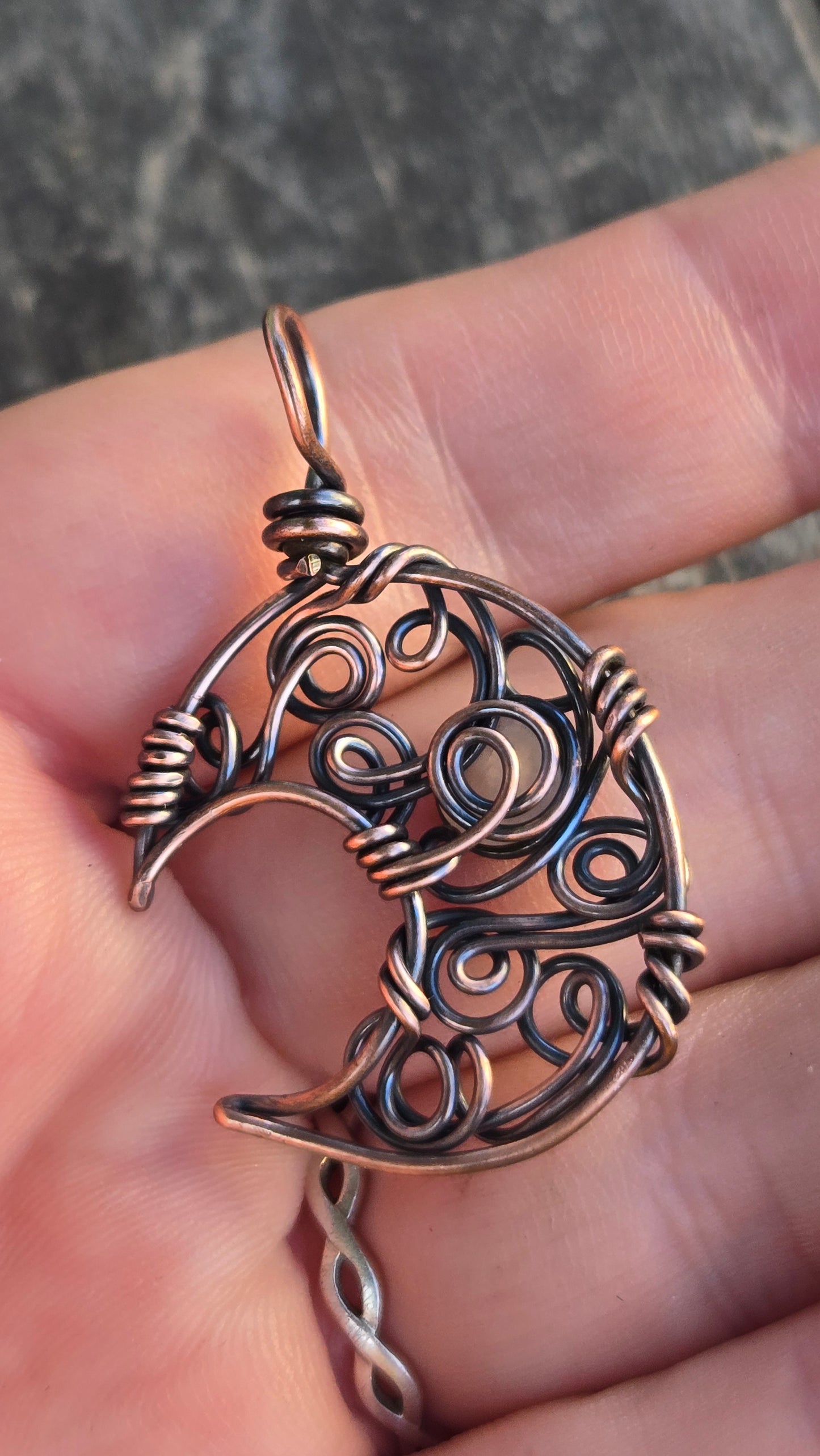 Crescent Moon Wire Wrapped Pendant