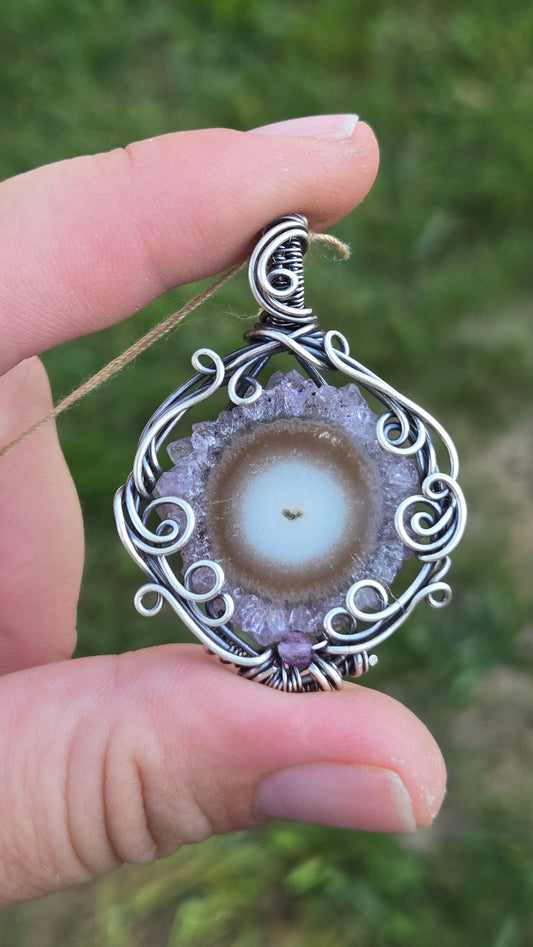 Amethyst Stalactite Wire Wrapped Pendant