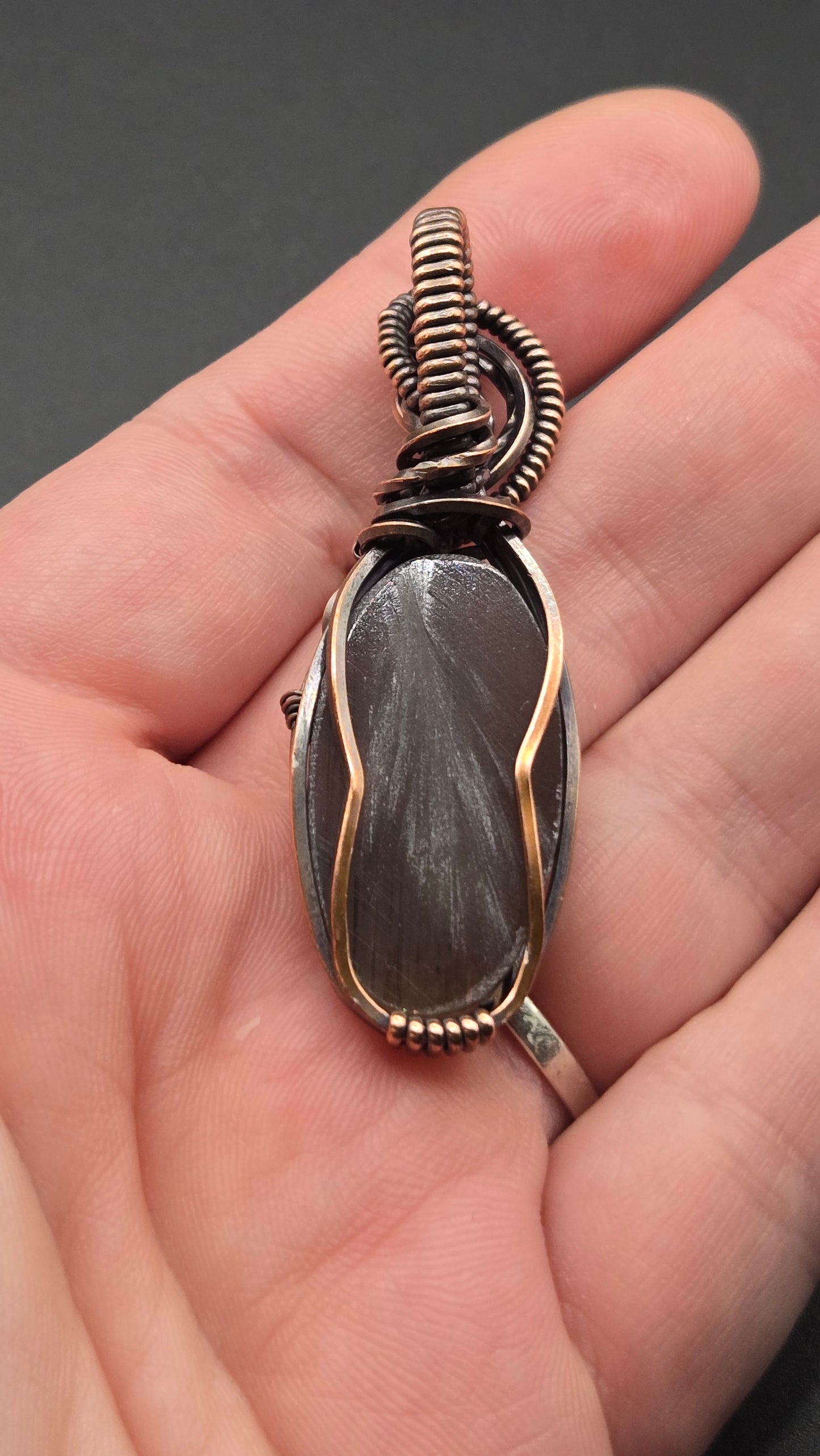 Lattice Sunstone Wire Wrapped Pendant