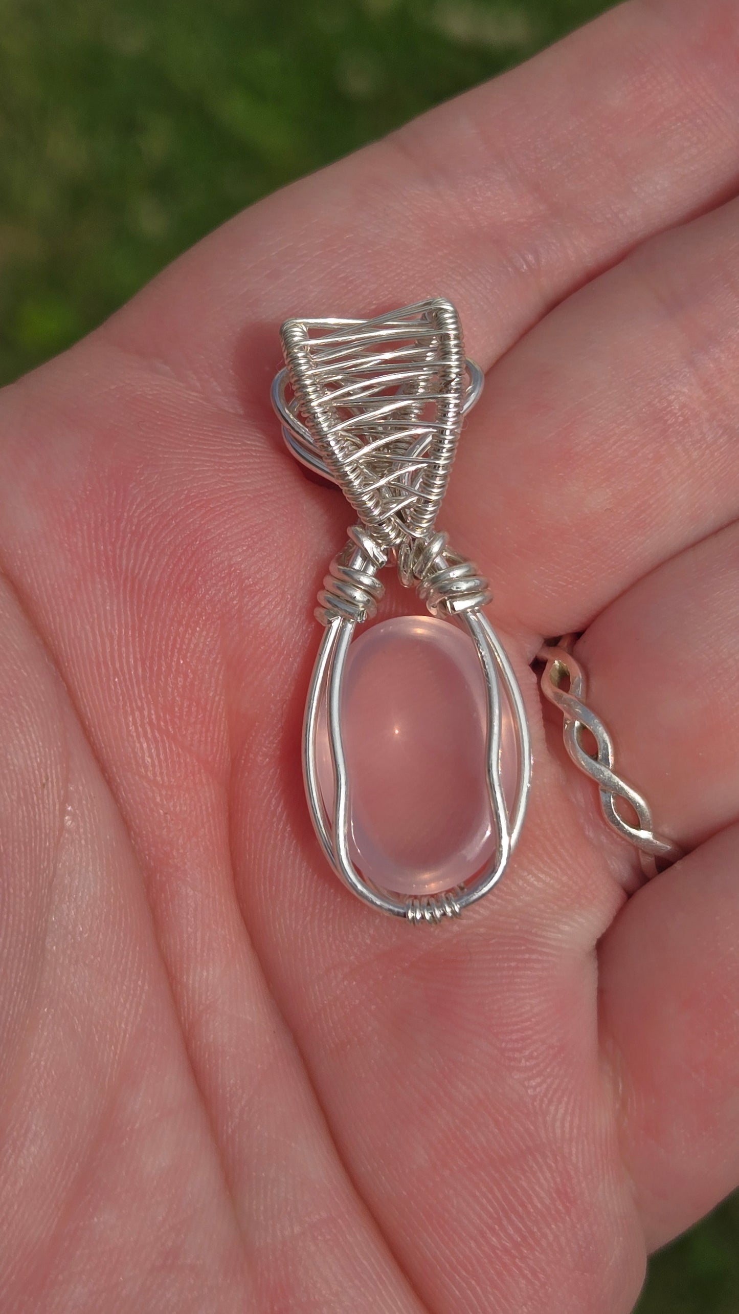 Star Rose Quartz Wire Wrapped Pendant