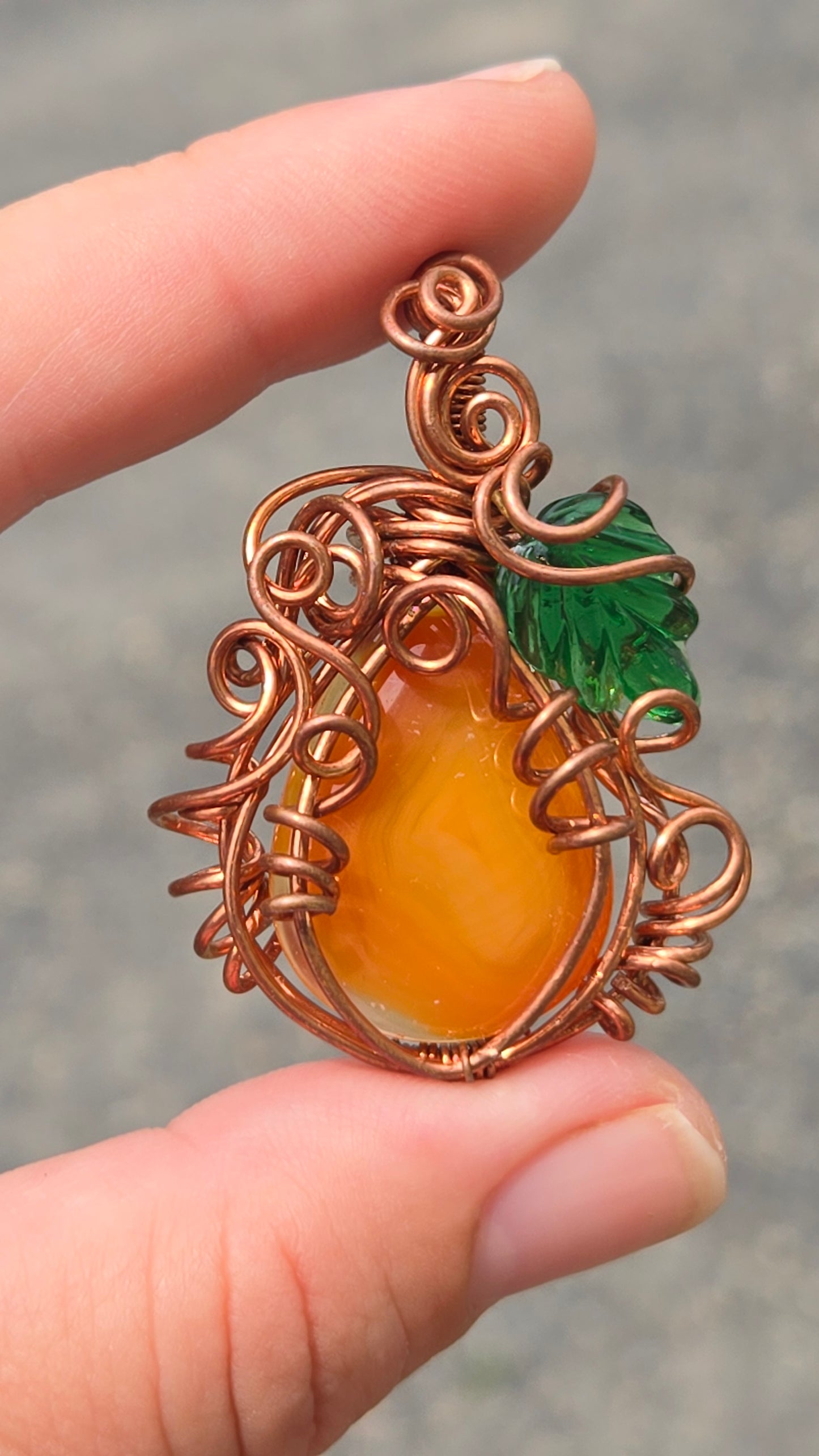 Pumpkin Wire Wrapped Pendant