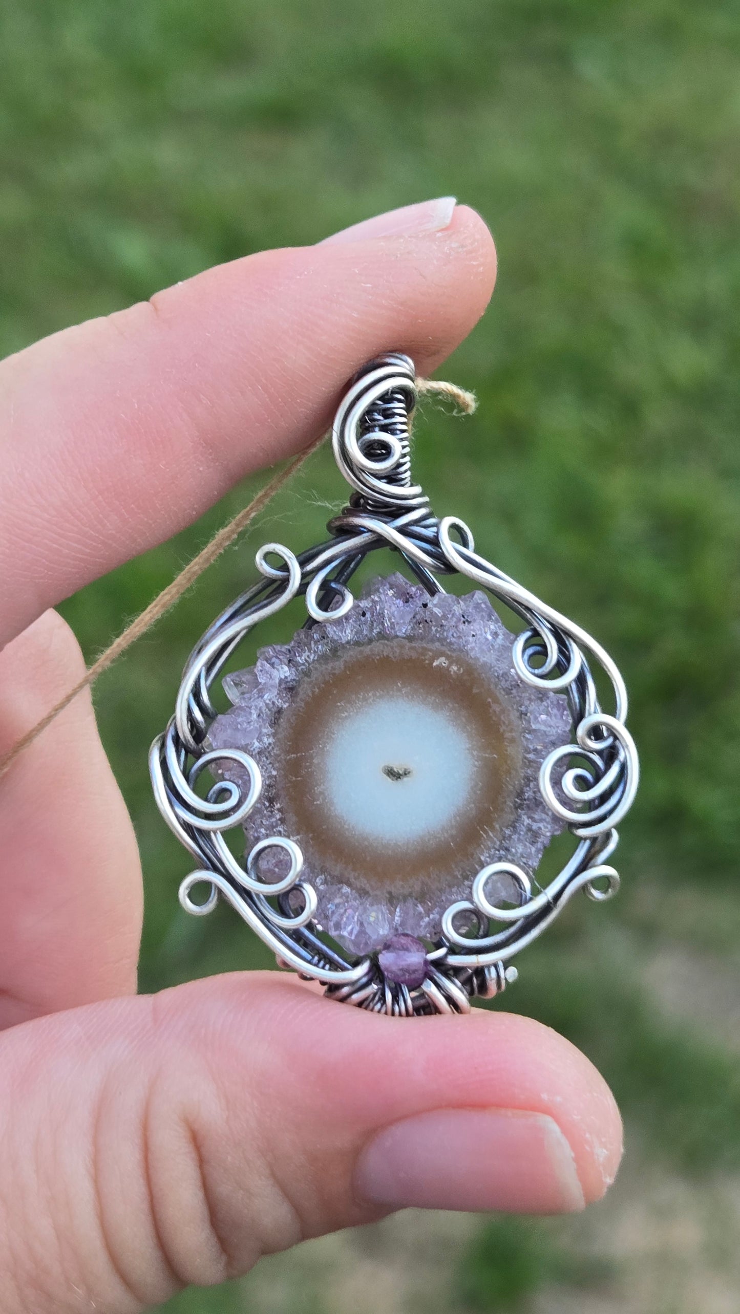 Amethyst Stalactite Wire Wrapped Pendant