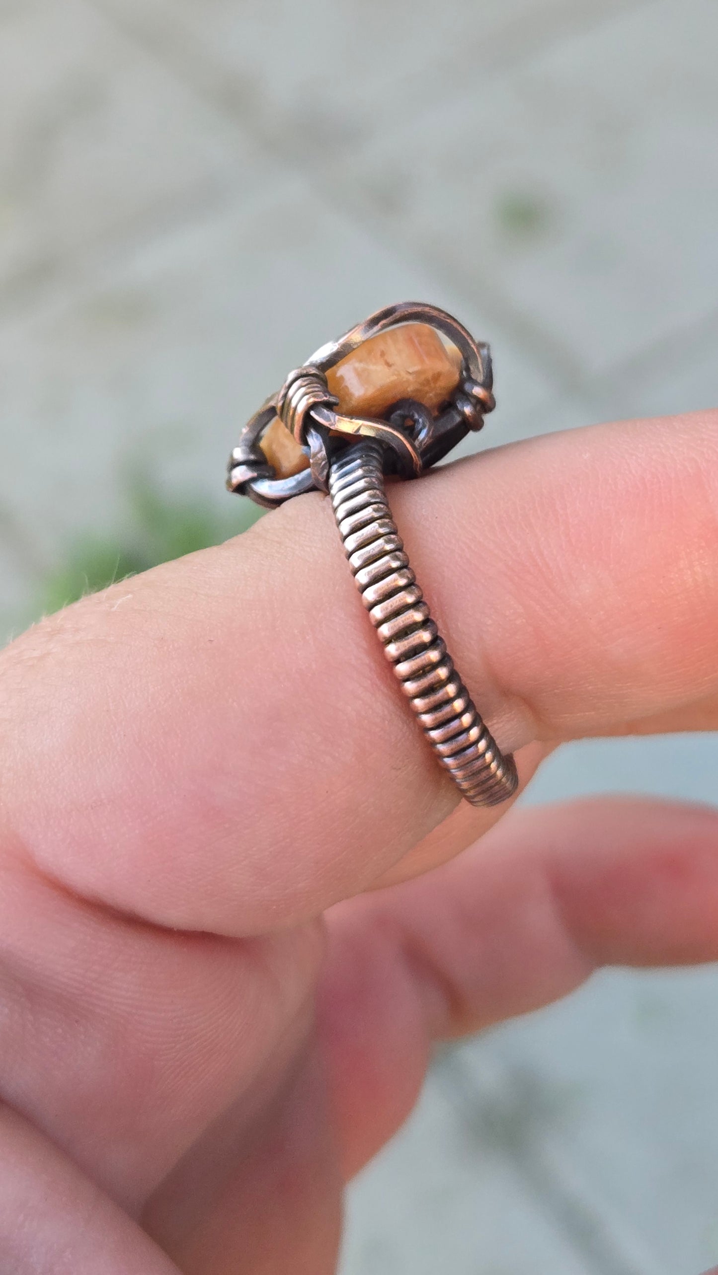 Fossilized Coral Wire Wrapped Ring