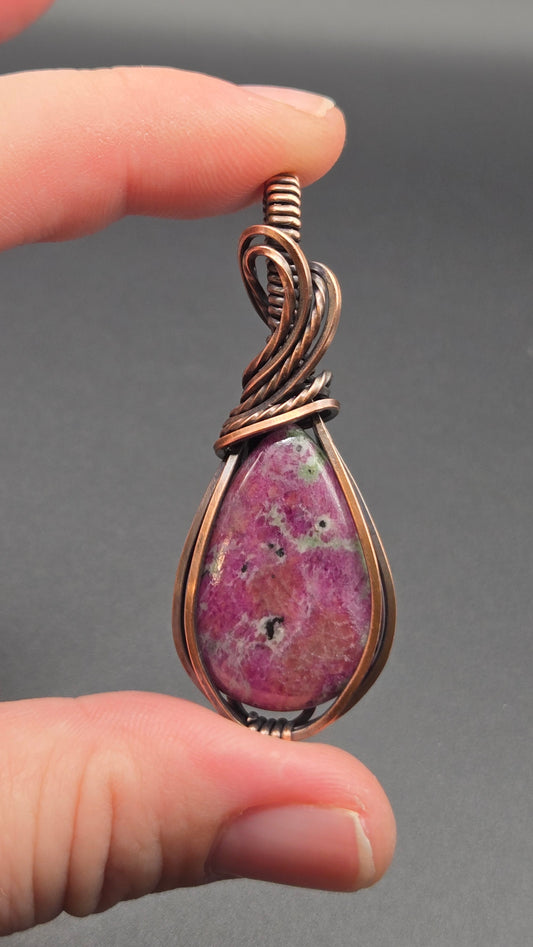Ruby in Zoisite Wire Wrapped Pendant