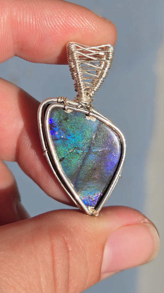 Ammolite Wire Wrapped Pendant