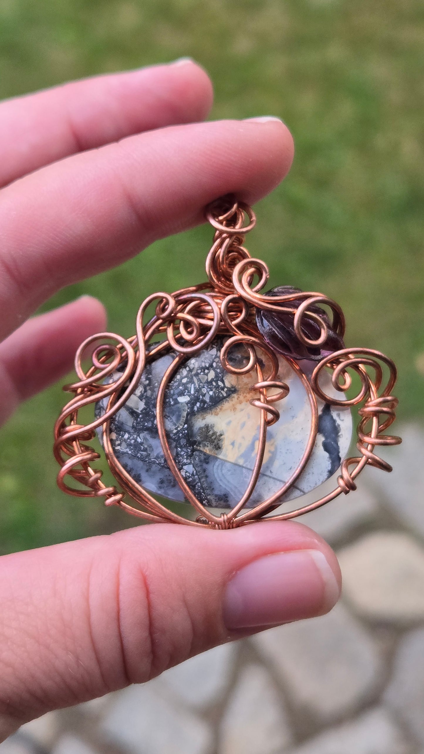 Pumpkin Wire Wrapped Pendant