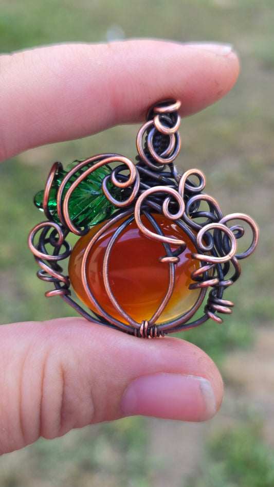 Pumpkin Wire Wrapped Pendant