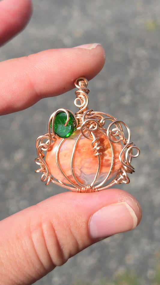 Pumpkin Wire Wrapped Pendant