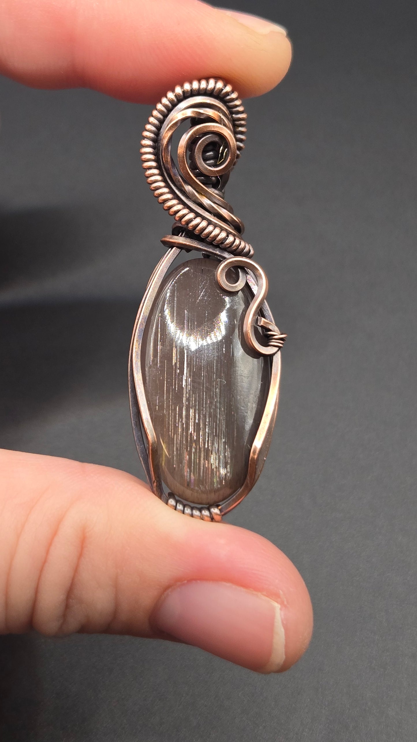 Lattice Sunstone Wire Wrapped Pendant
