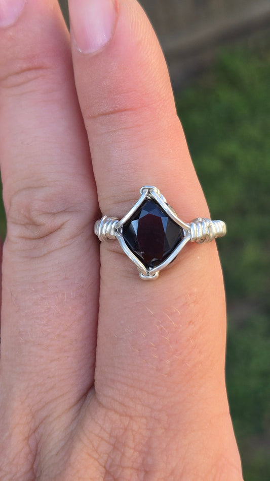 Garnet Wire Wrapped Ring