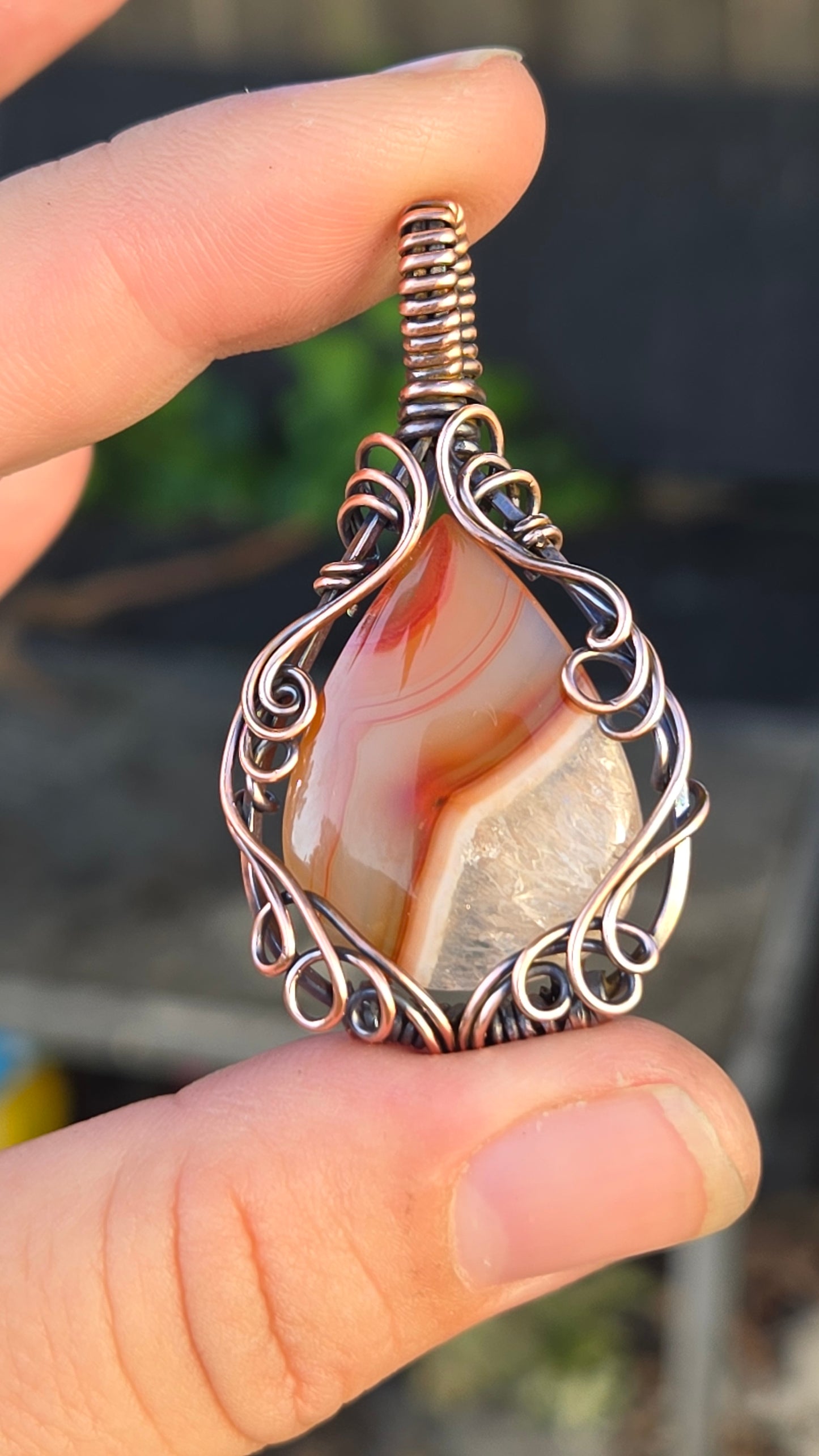 Carnelian Wire Wrapped Pendant