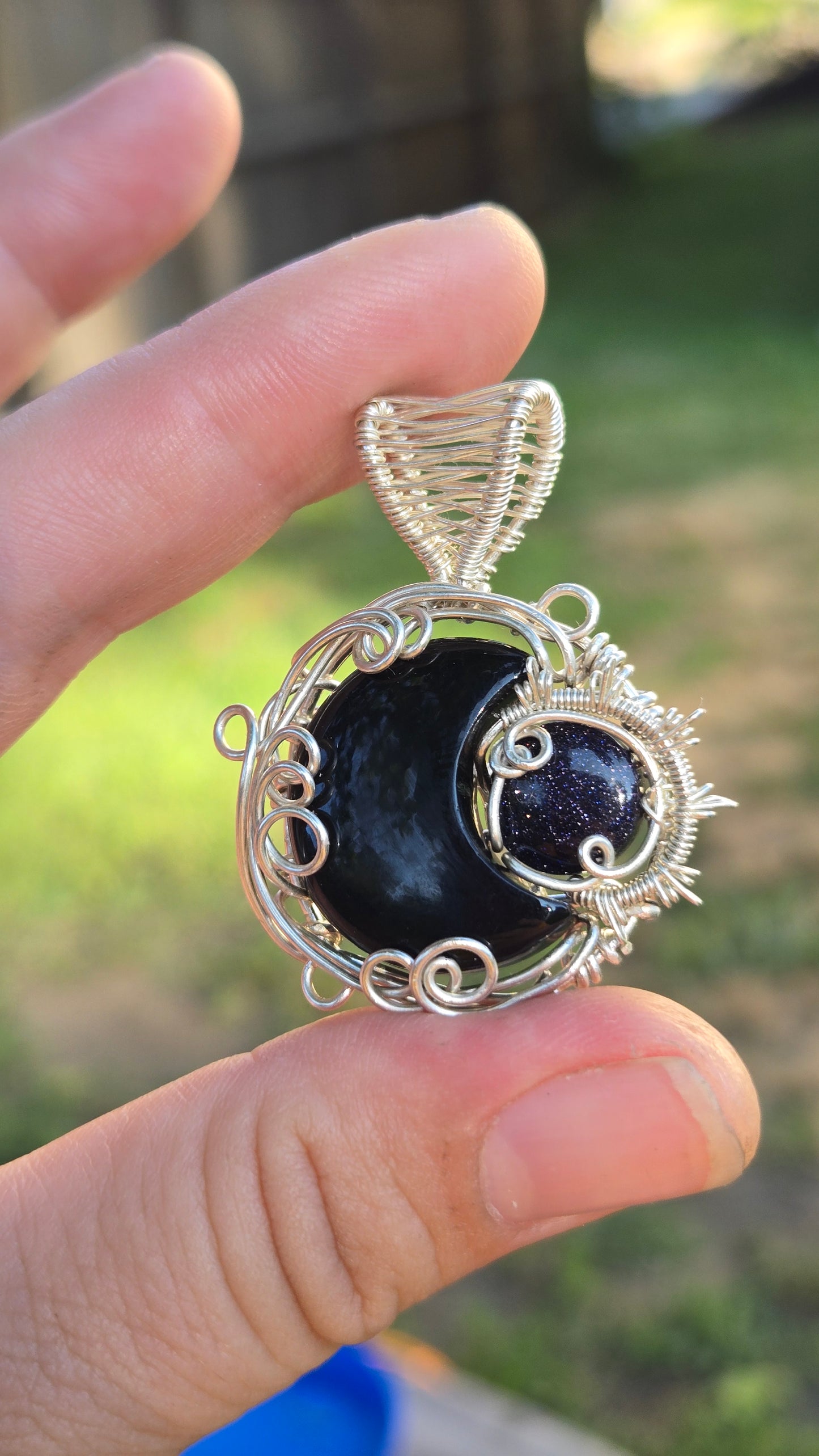 Sun and Moon Wire Wrapped Pendant