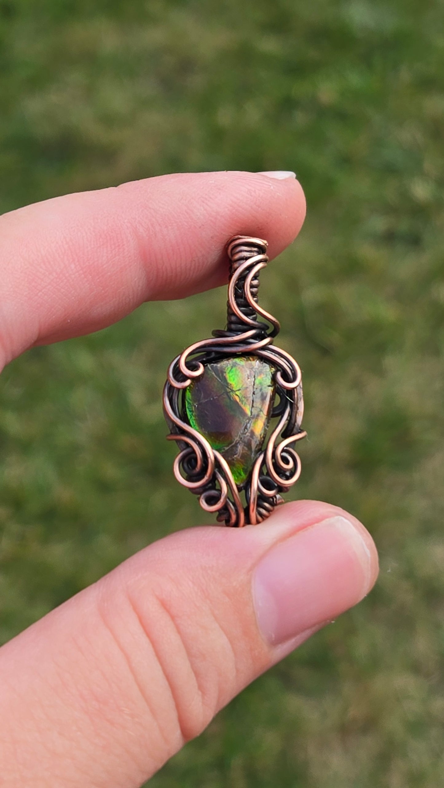 Ammolite Mini Wire Wrapped Pendant