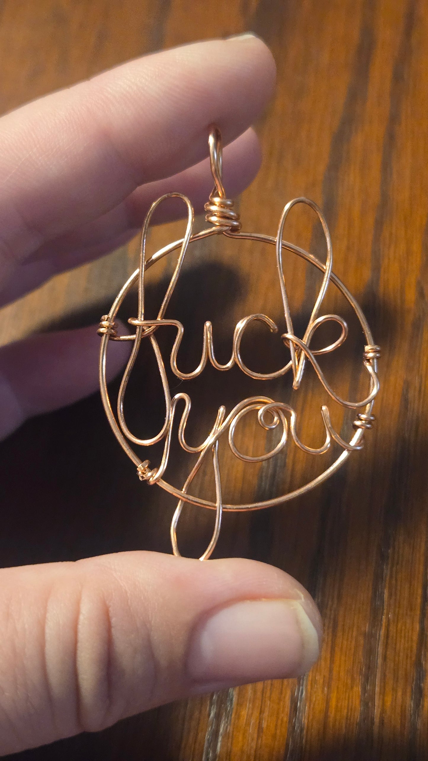 MADE TO ORDER Fck You Wire Wrapped Pendant