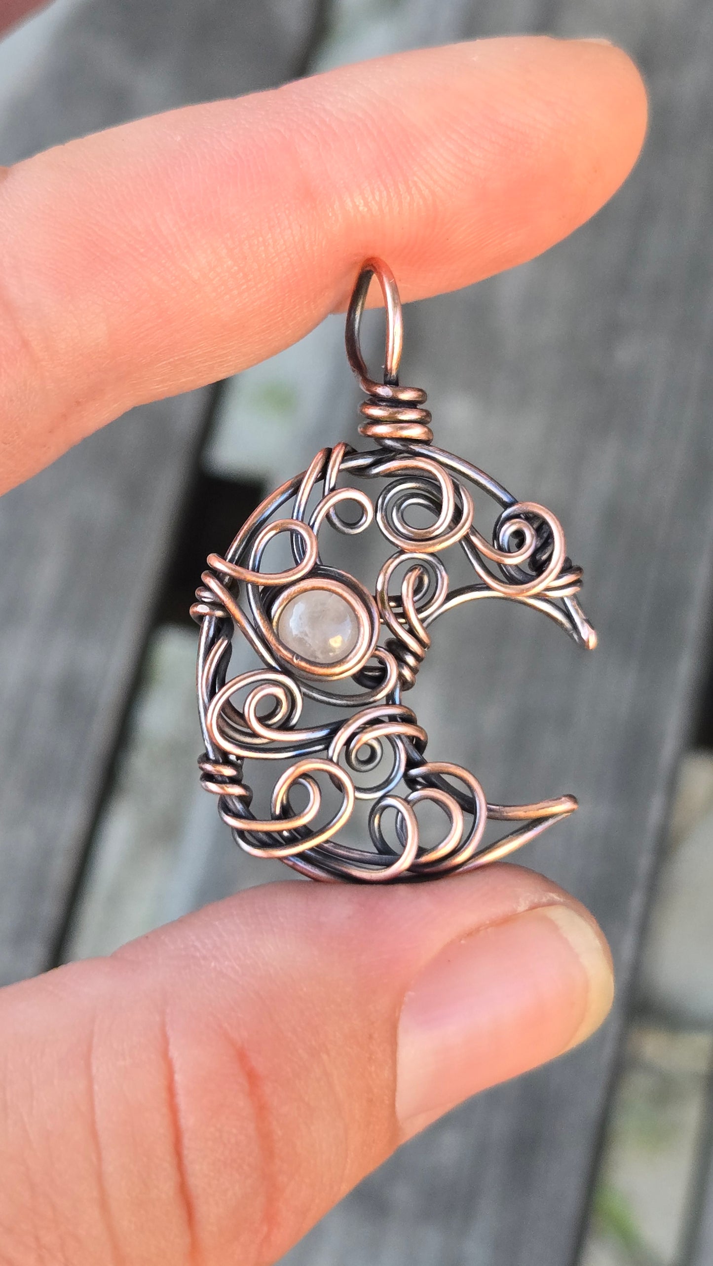 Crescent Moon Wire Wrapped Pendant