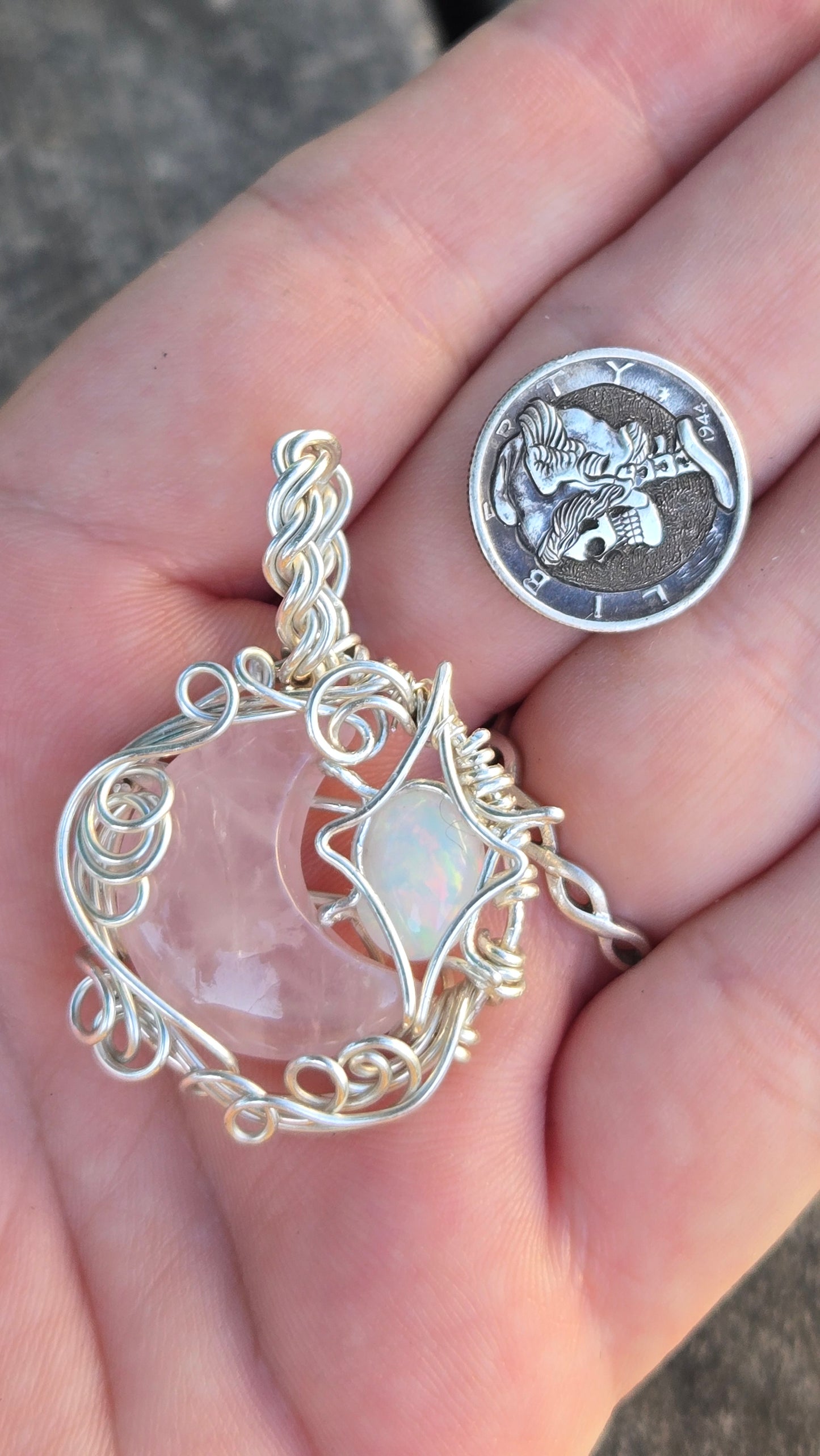 Moon Wire Wrapped Pendant