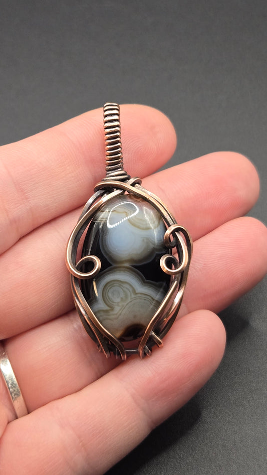 Banded Agate Wire Wrapped Pendant